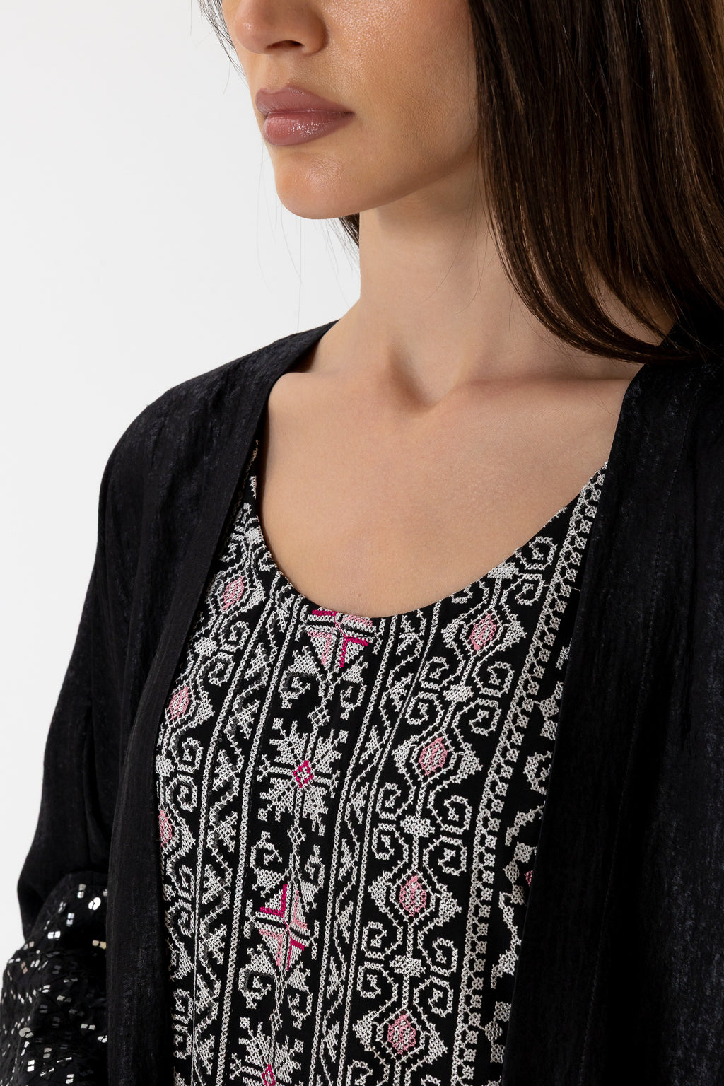 Black Two-Piece Embroidered Set