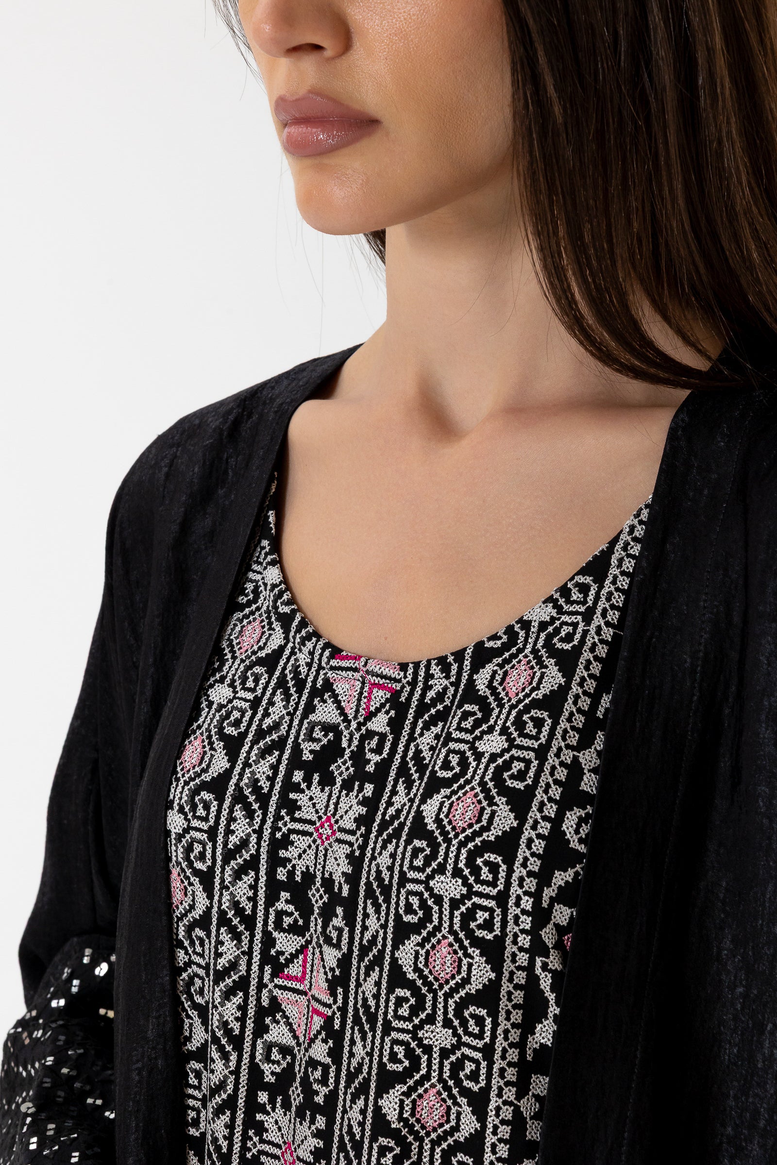 Black Two-Piece Embroidered Set