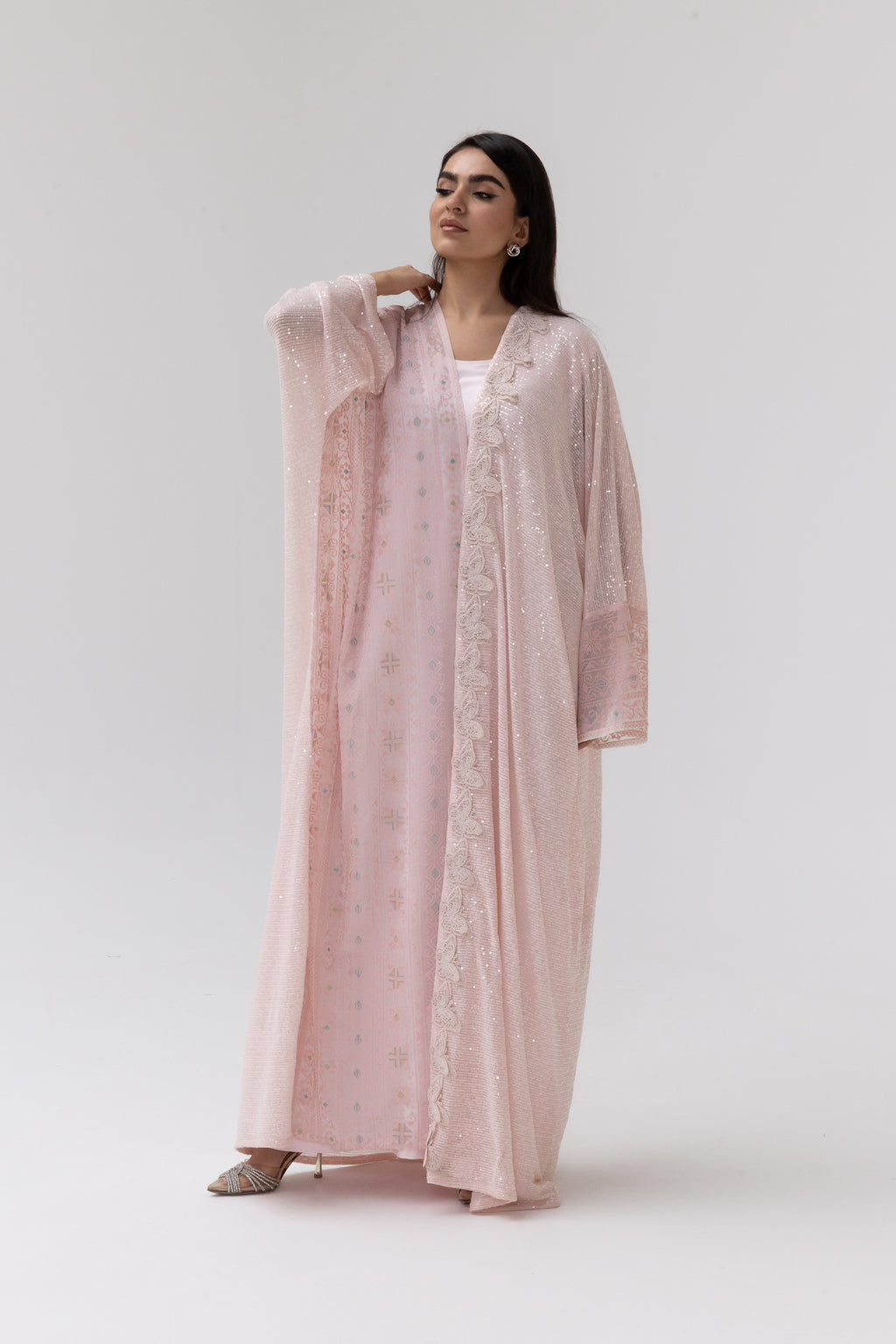 Blush Abaya with Butterfly Aplliqué