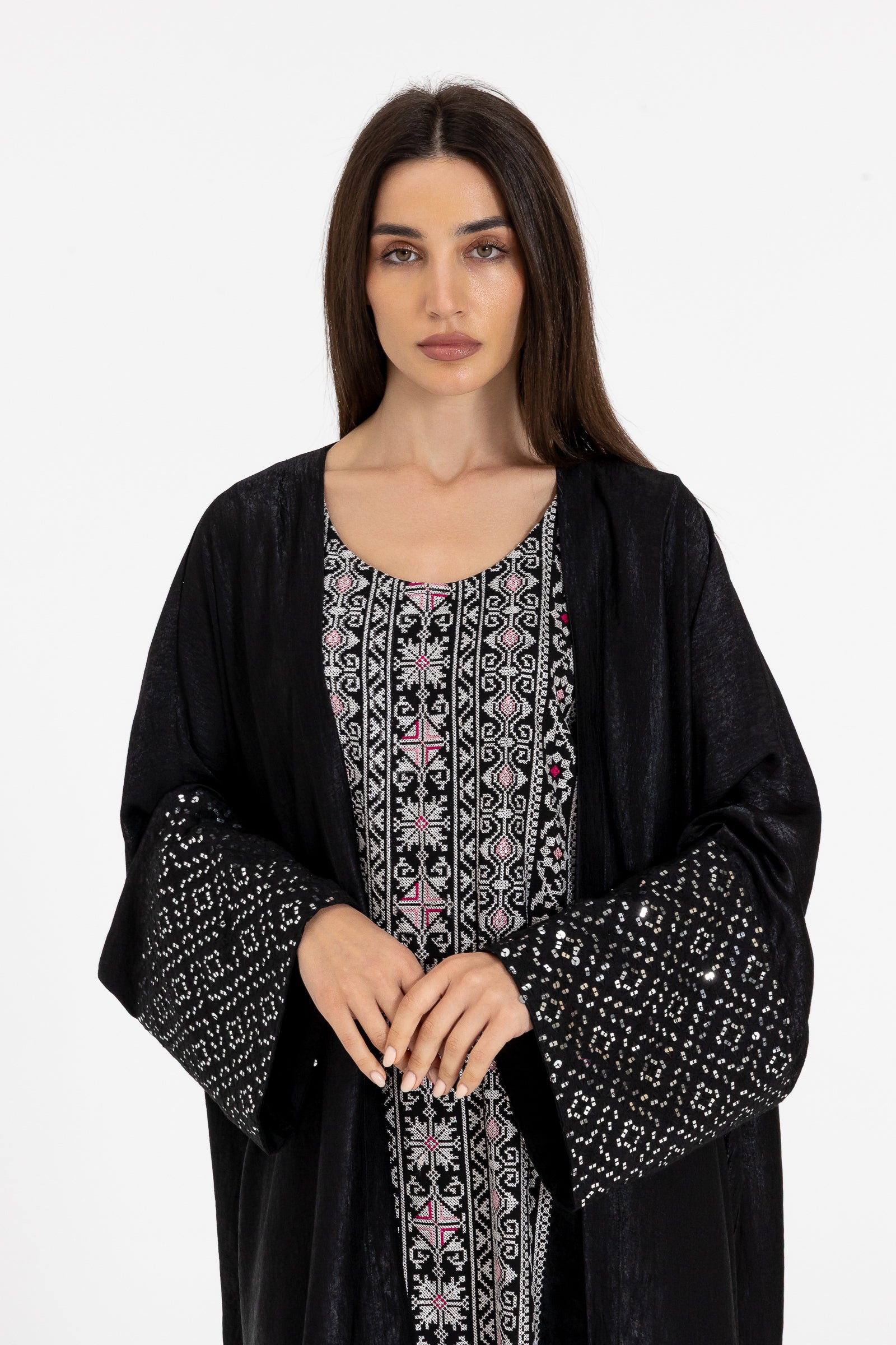 Black Two-Piece Embroidered Set