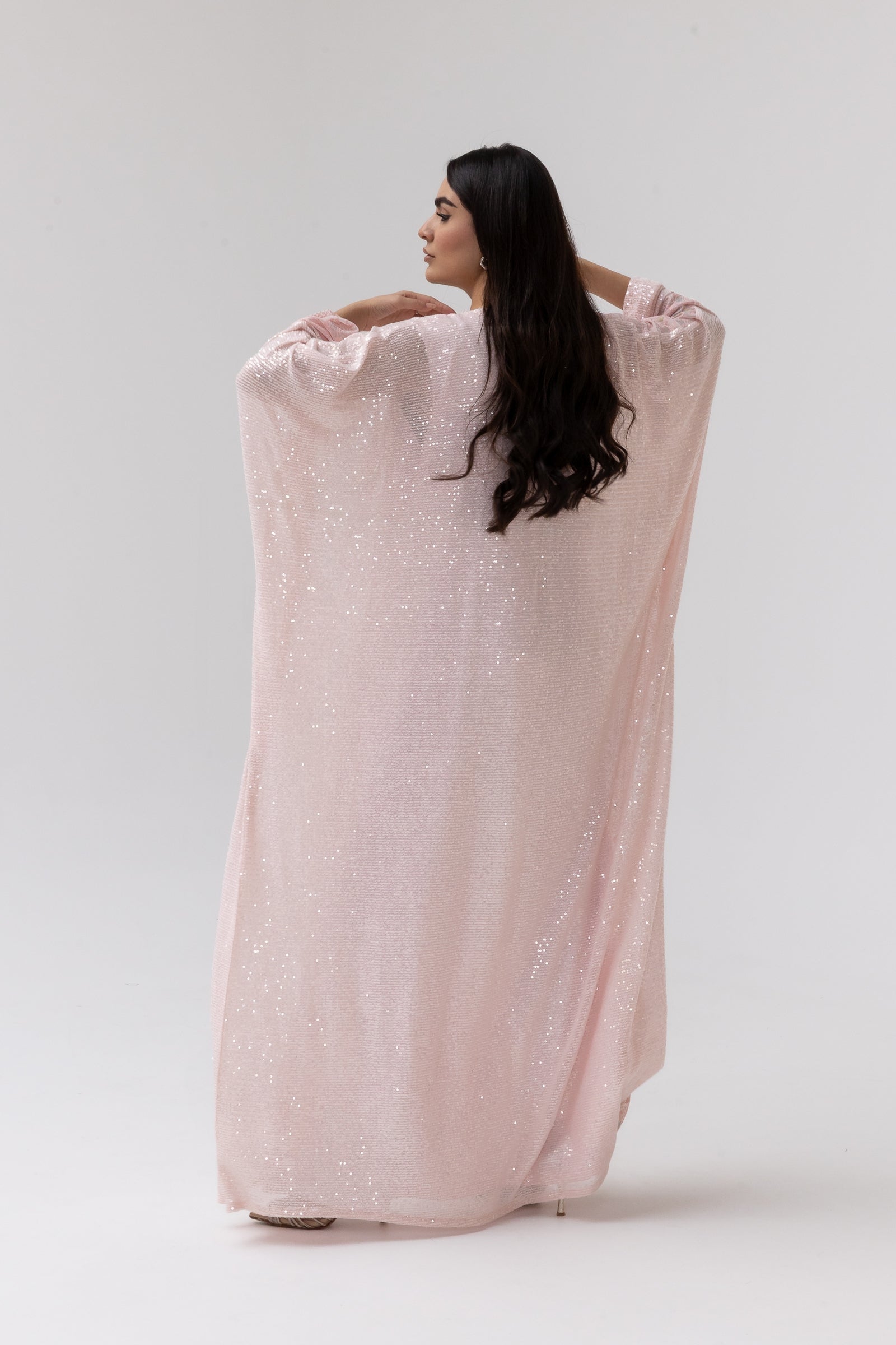 Blush Abaya with Butterfly Aplliqué