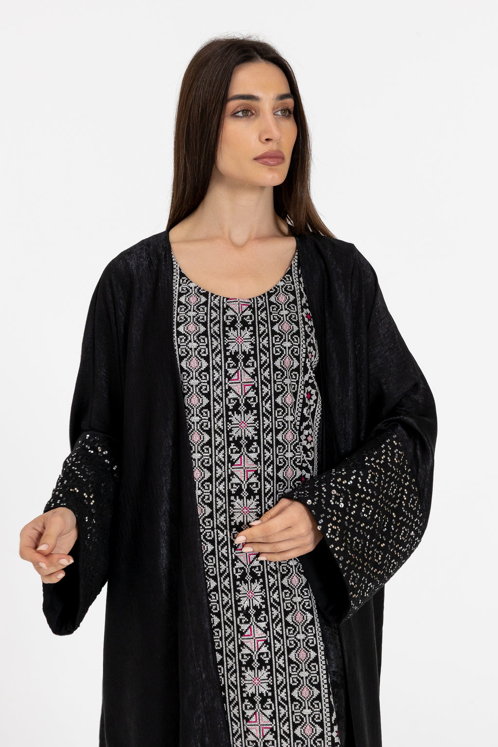 Black Two-Piece Embroidered Set