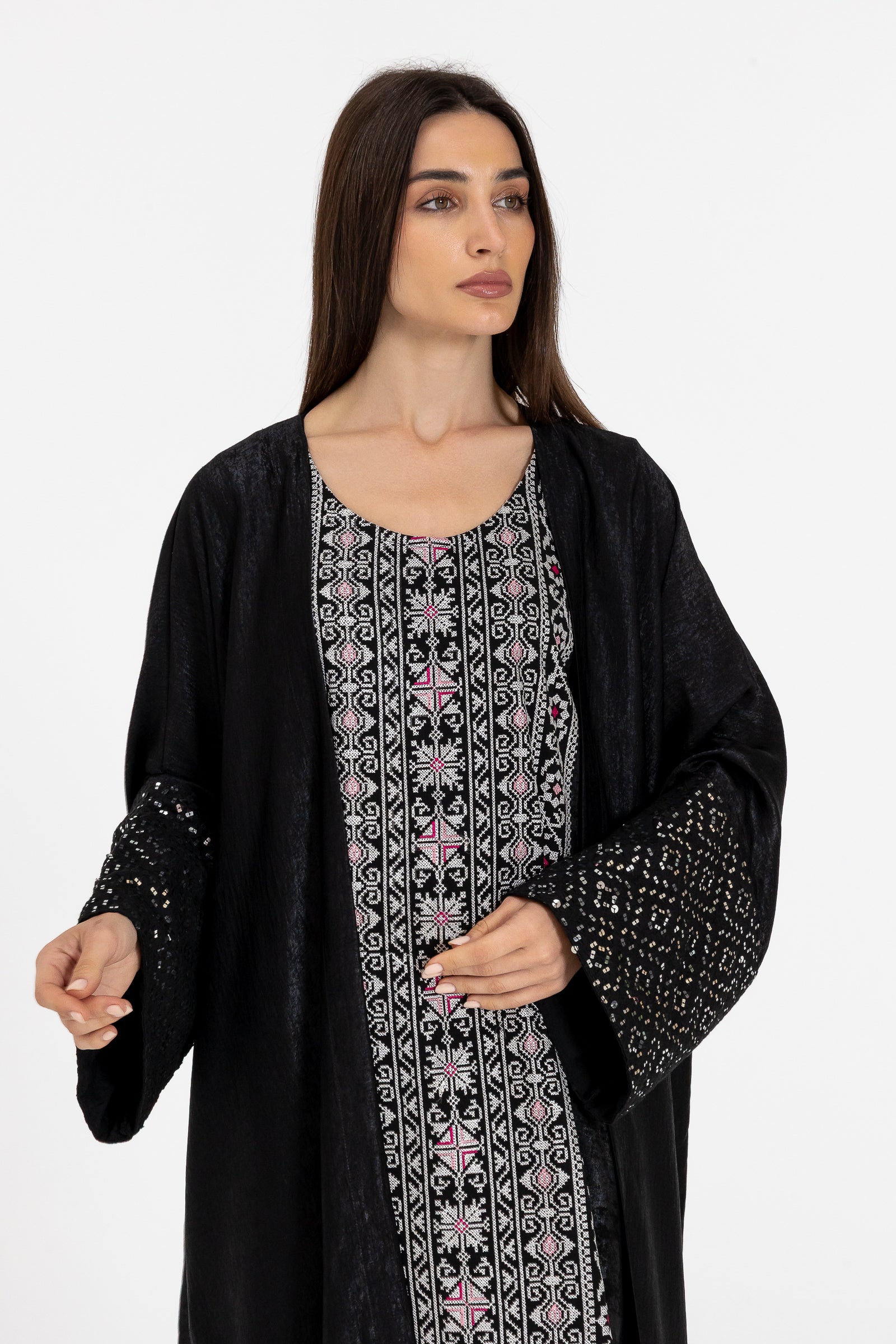 Black Two-Piece Embroidered Set