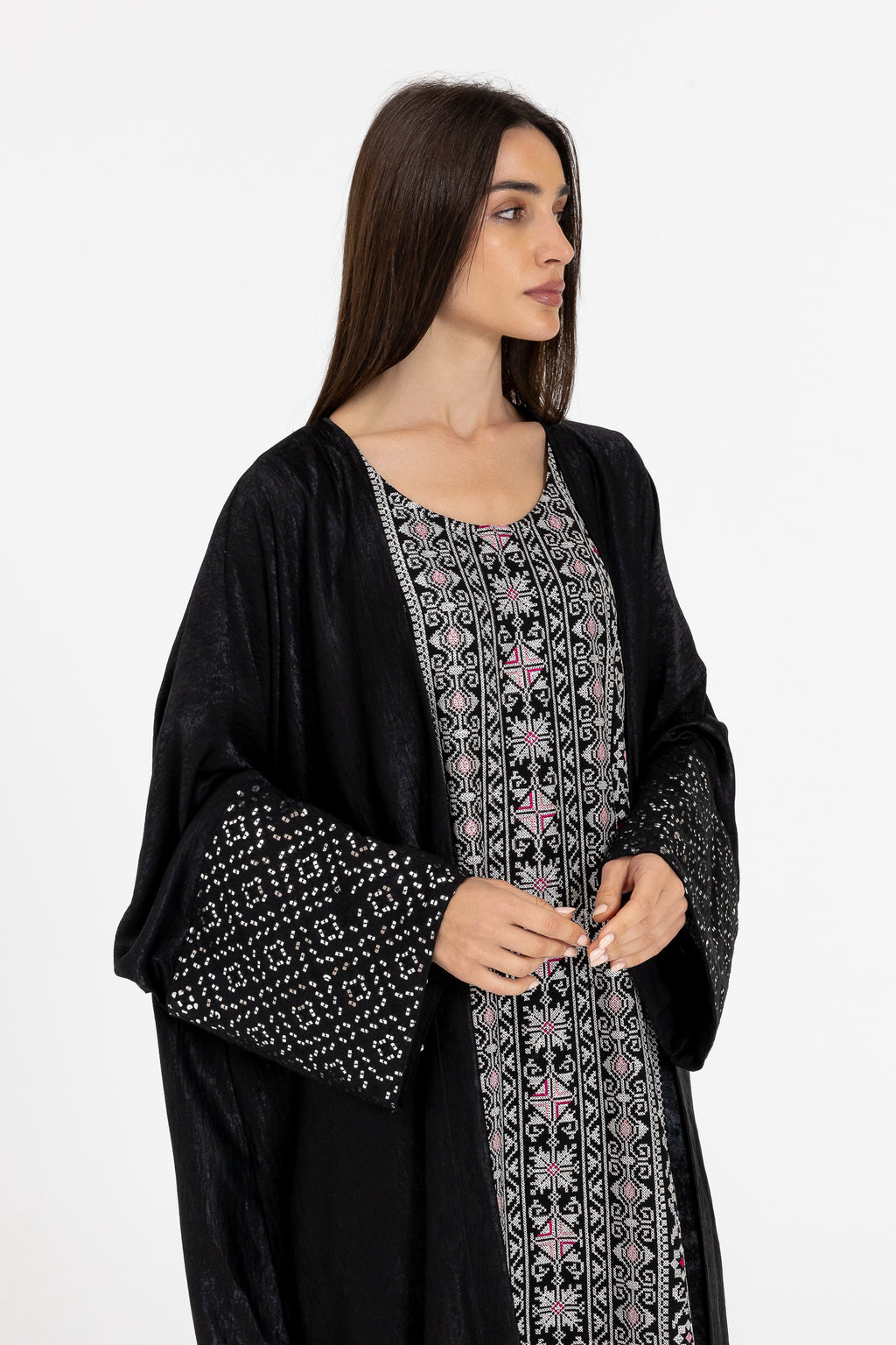 Black Two-Piece Embroidered Set