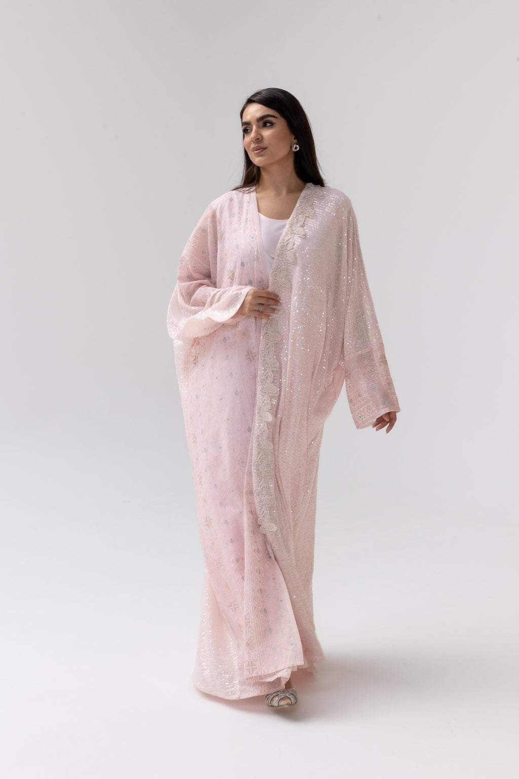 Blush Abaya with Butterfly Aplliqué