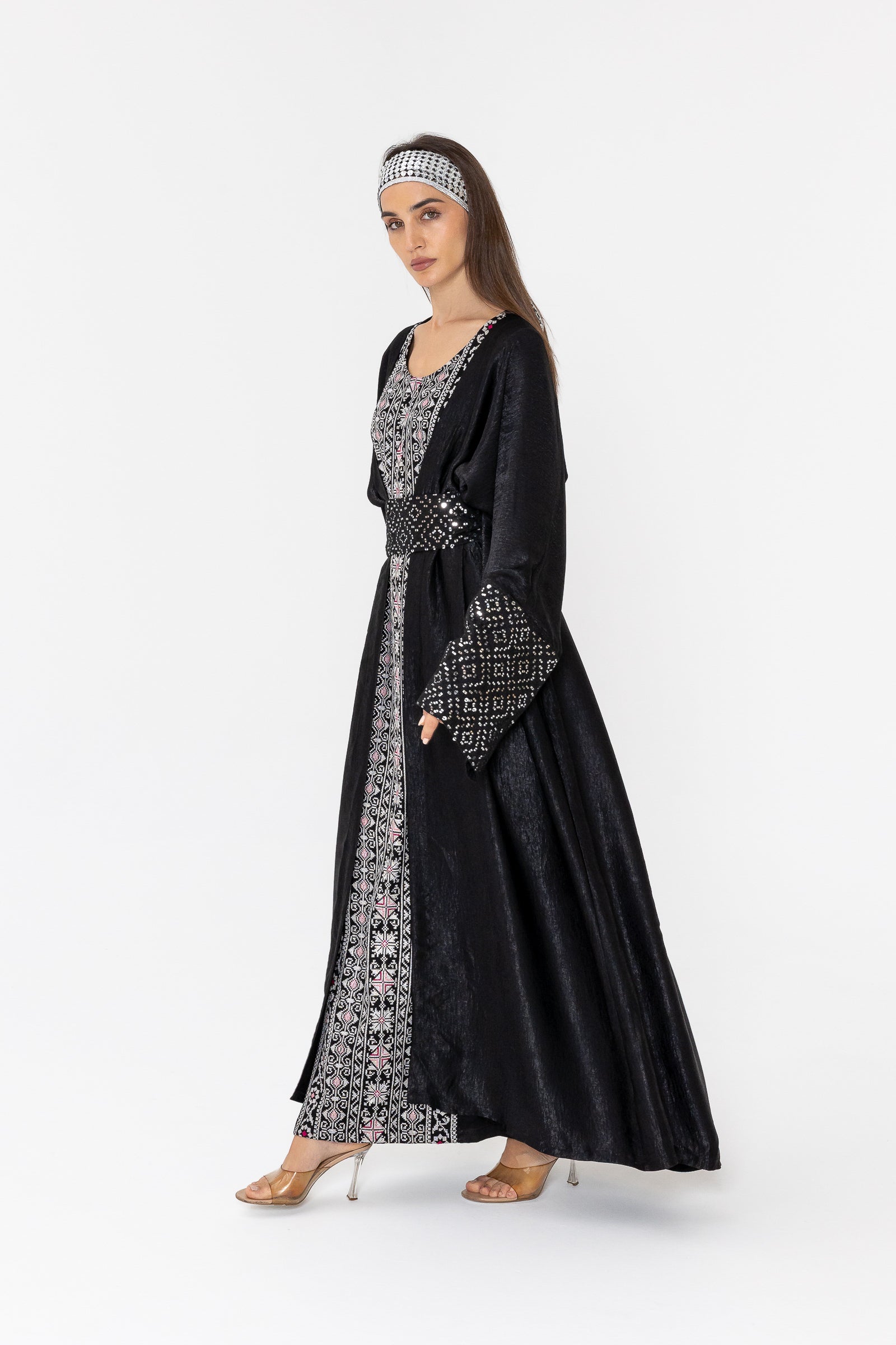 Black Two-Piece Embroidered Set