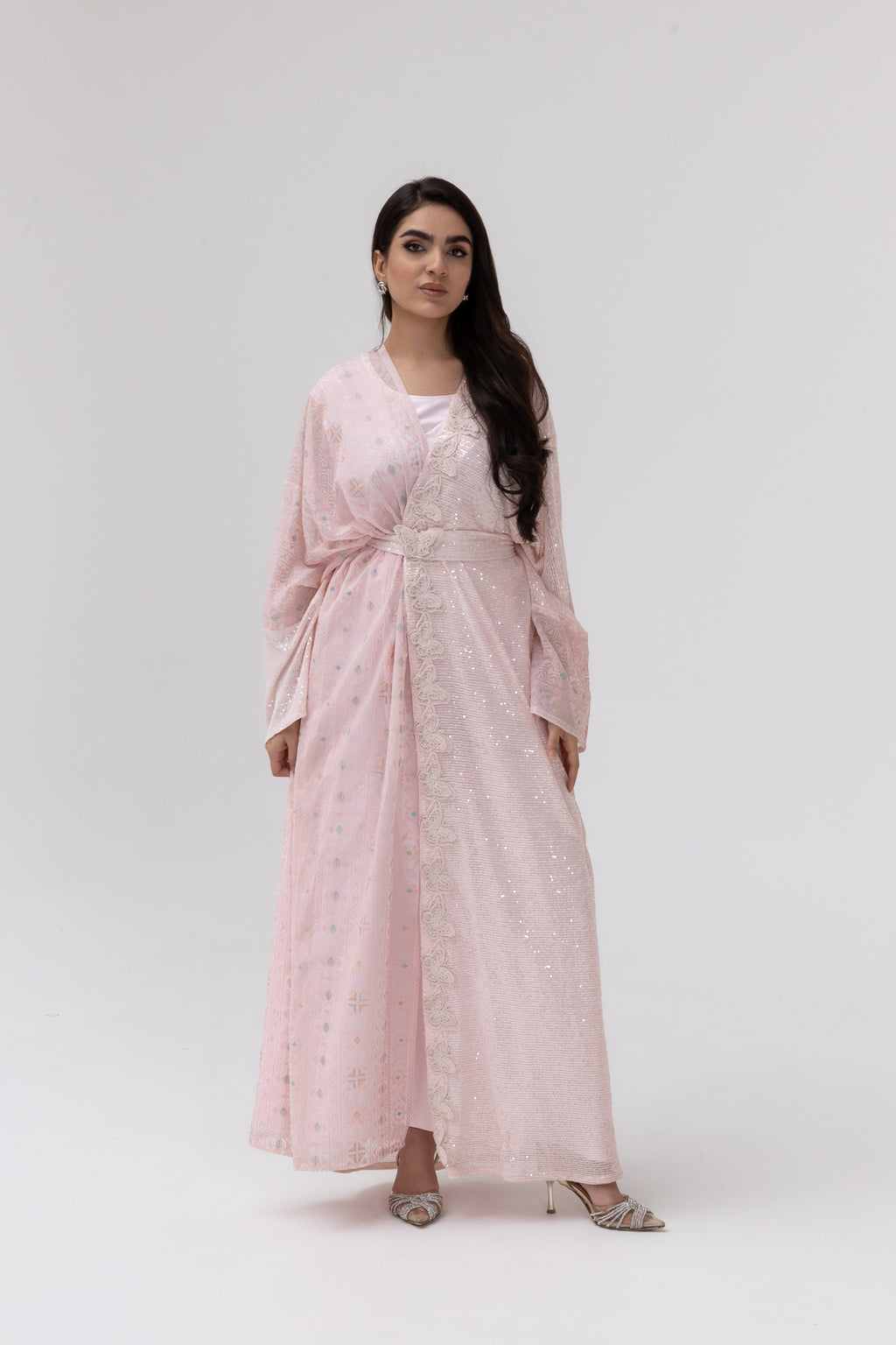 Blush Abaya with Butterfly Aplliqué