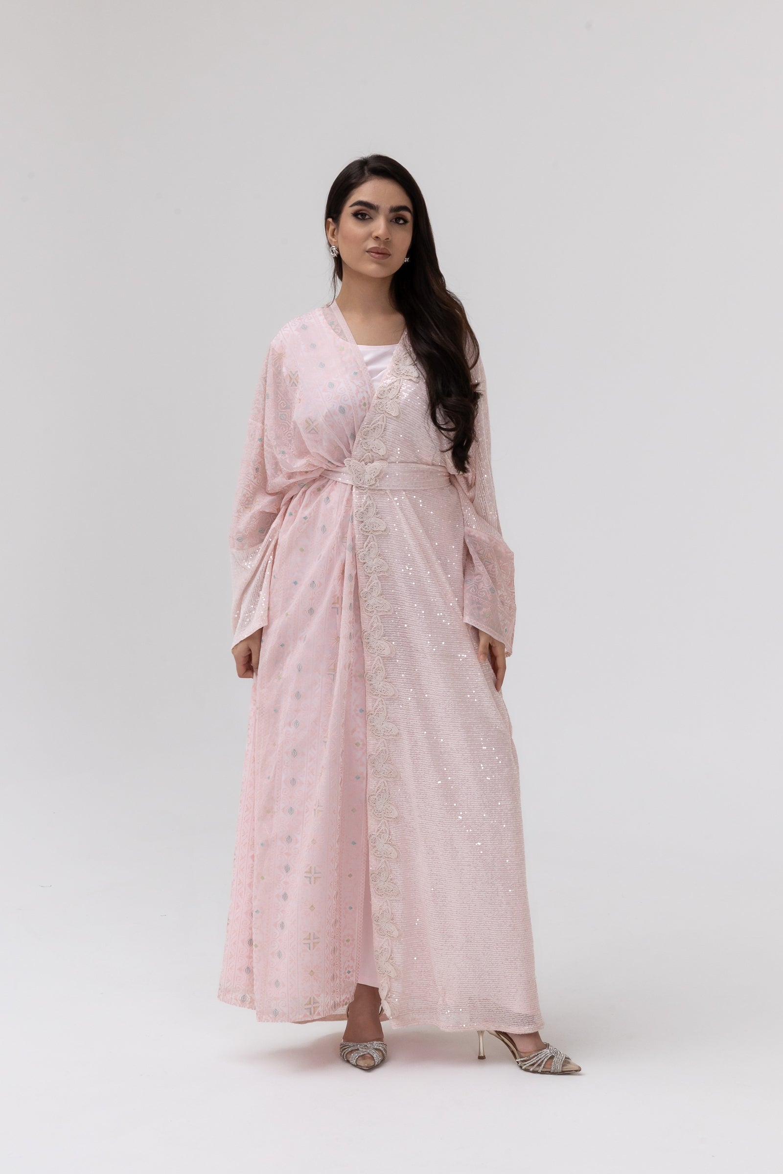 Blush Abaya with Butterfly Aplliqué