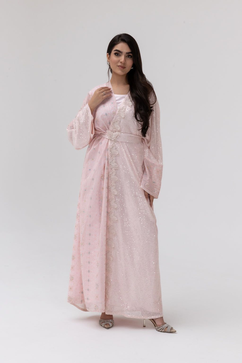 Blush Abaya with Butterfly Aplliqué