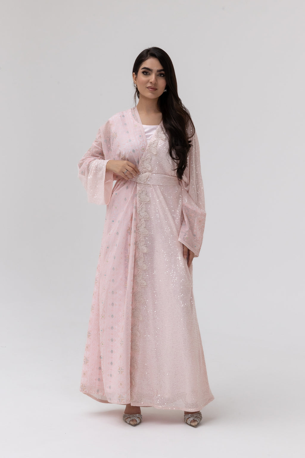 Blush Abaya with Butterfly Aplliqué