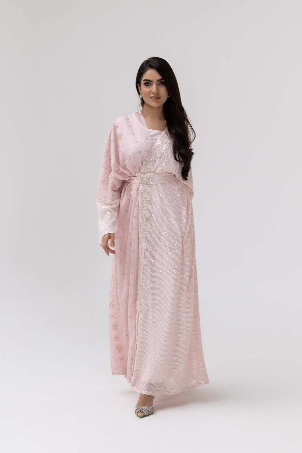 Blush Abaya with Butterfly Aplliqué