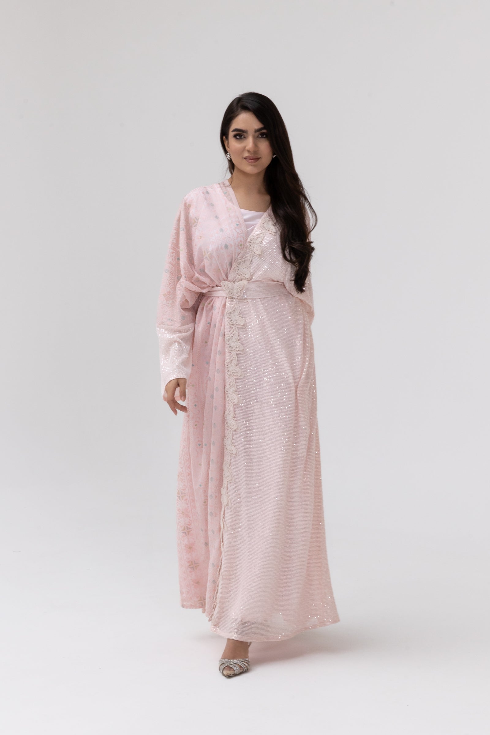 Blush Abaya with Butterfly Aplliqué