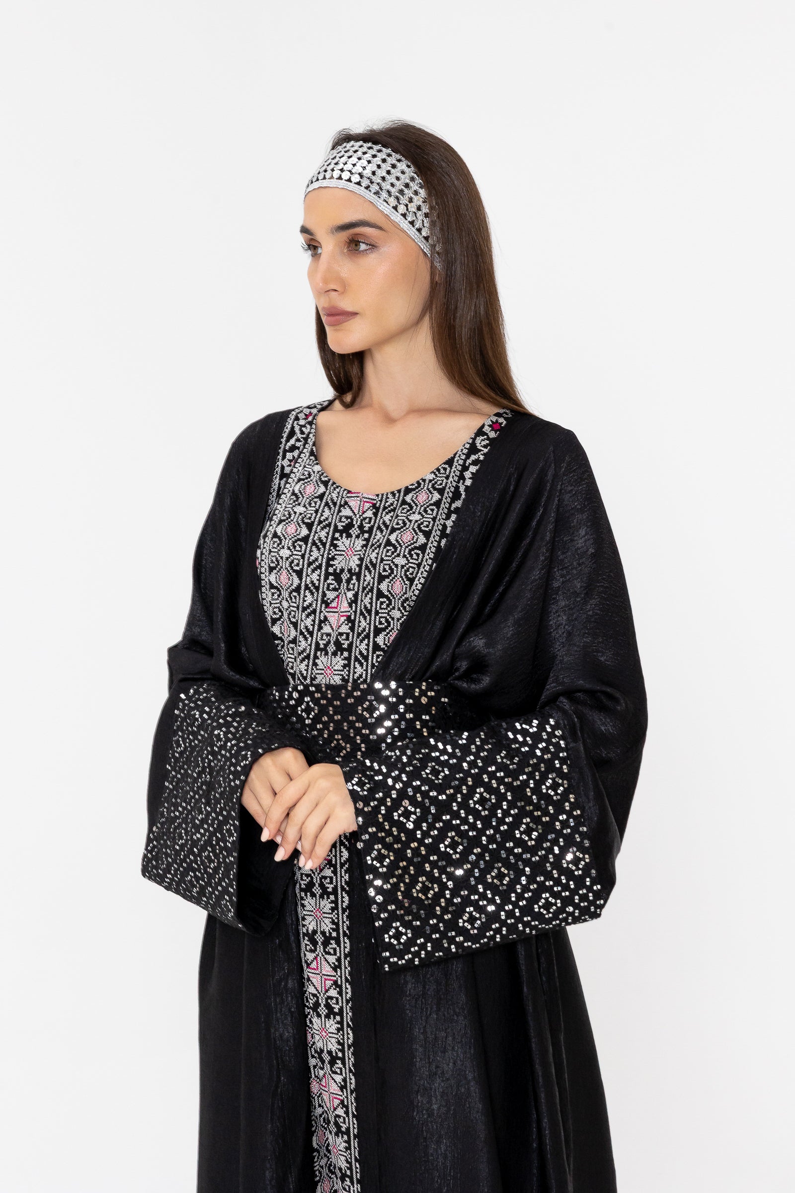 Black Two-Piece Embroidered Set