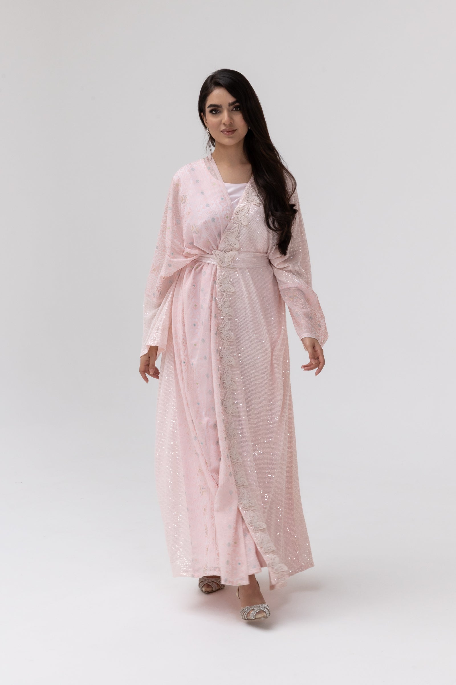 Blush Abaya with Butterfly Aplliqué