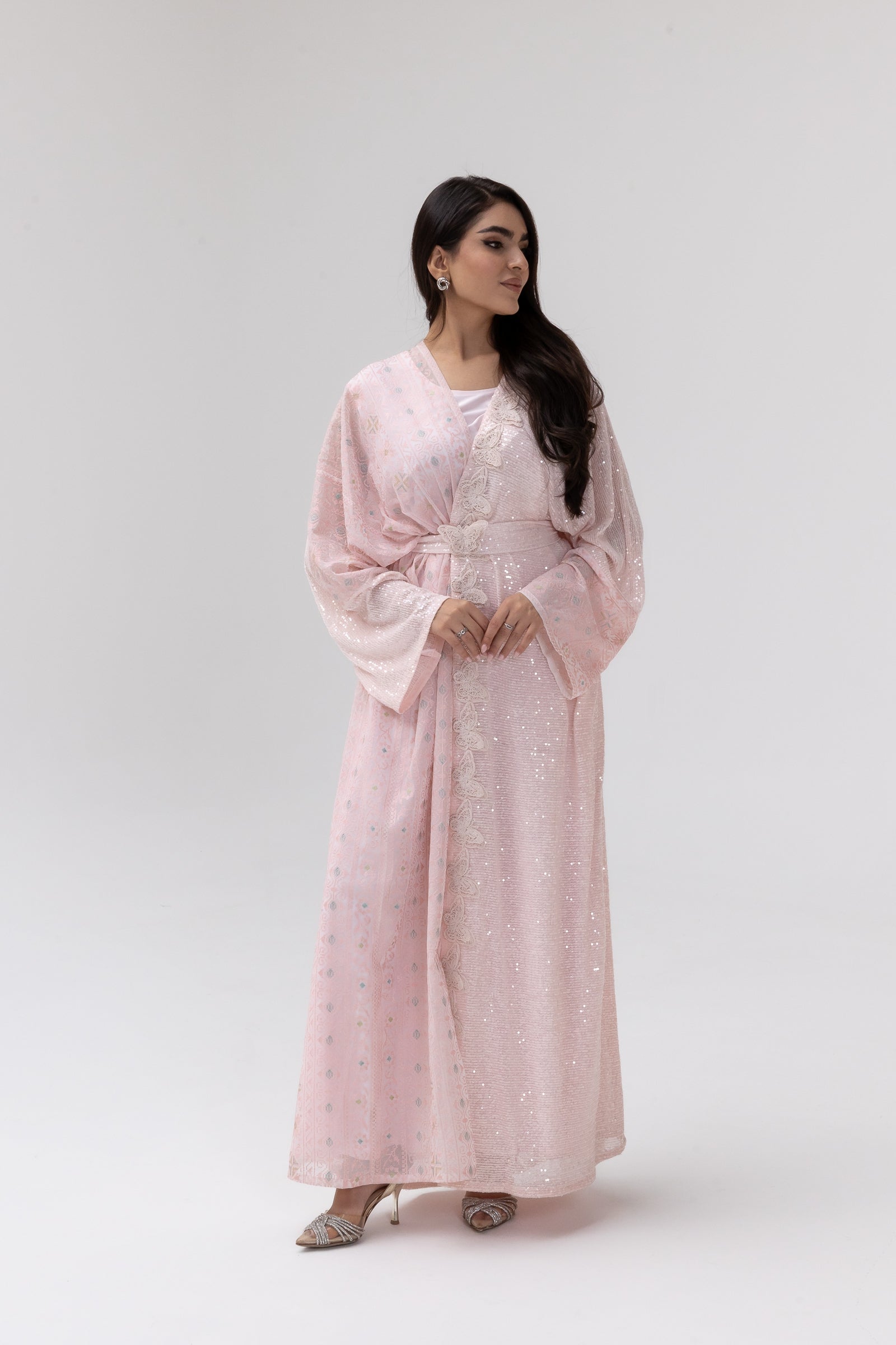 Blush Abaya with Butterfly Aplliqué
