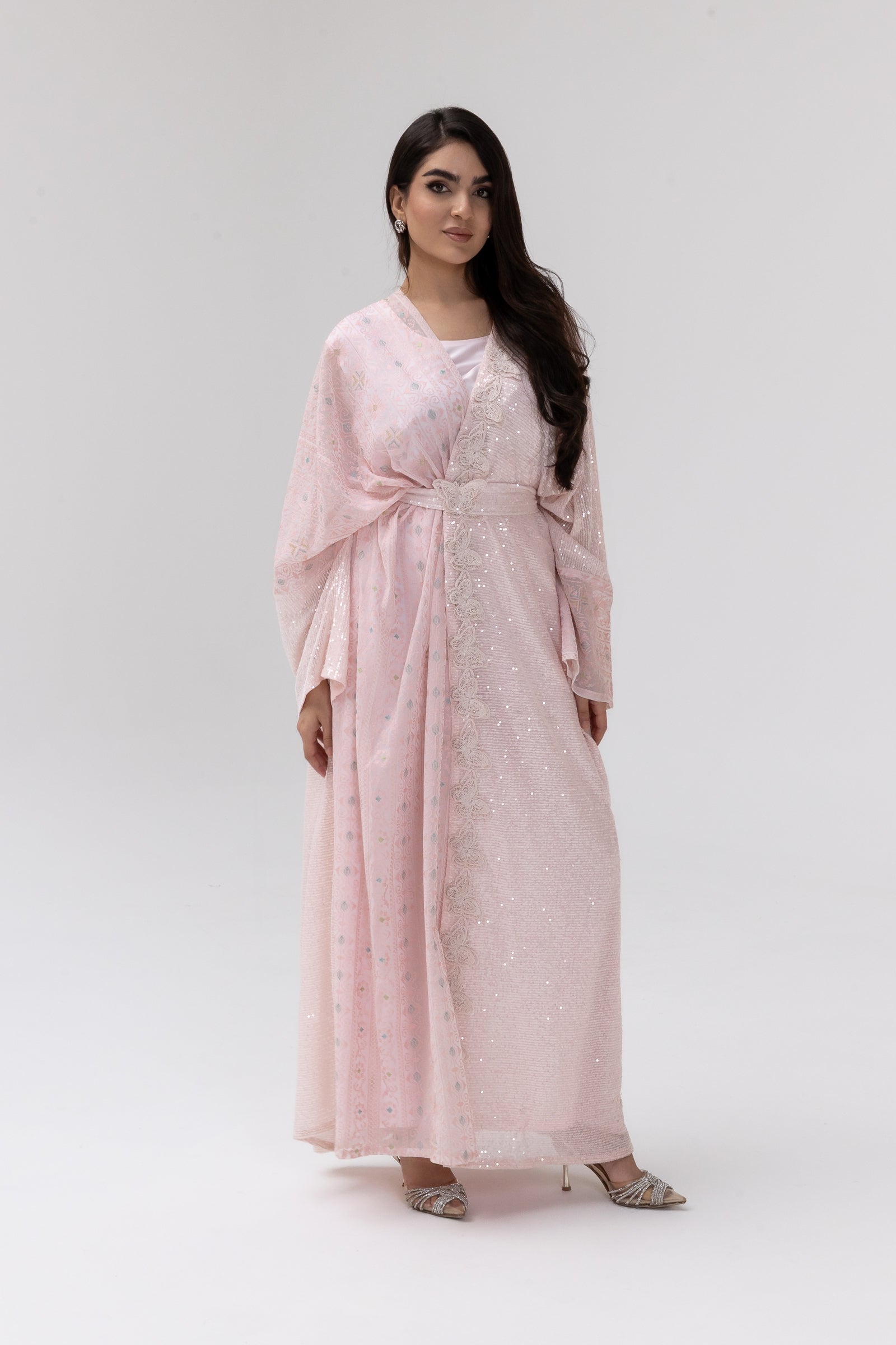 Blush Abaya with Butterfly Aplliqué