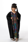 Kids Black Kaftan with Colorful Embroidery