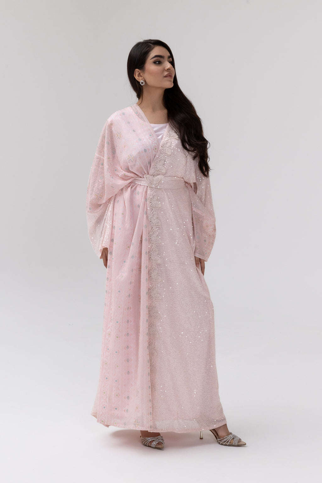 Blush Abaya with Butterfly Aplliqué