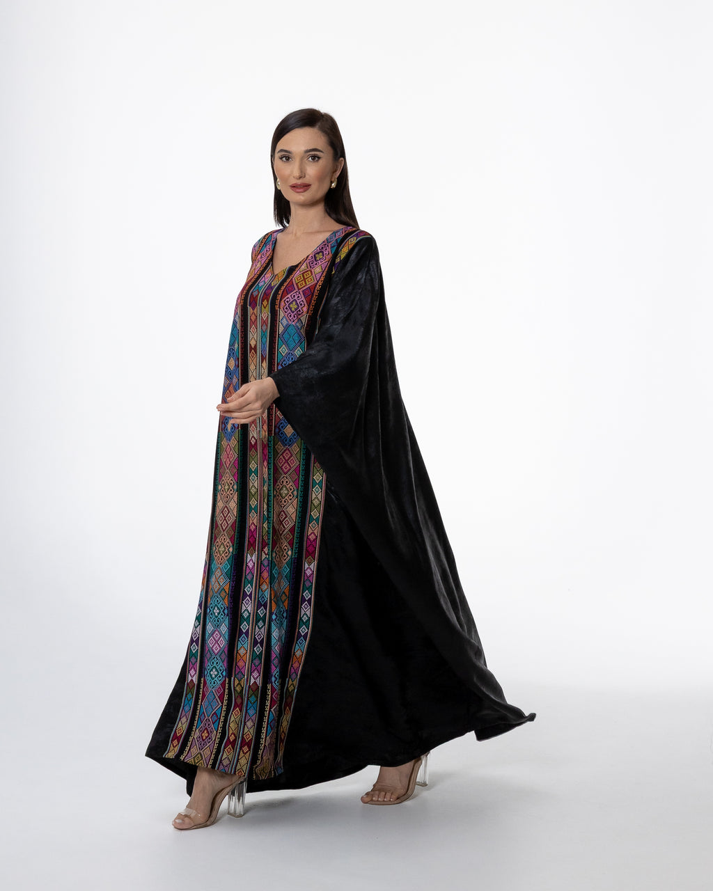 Black Kaftan with Color Embroidery