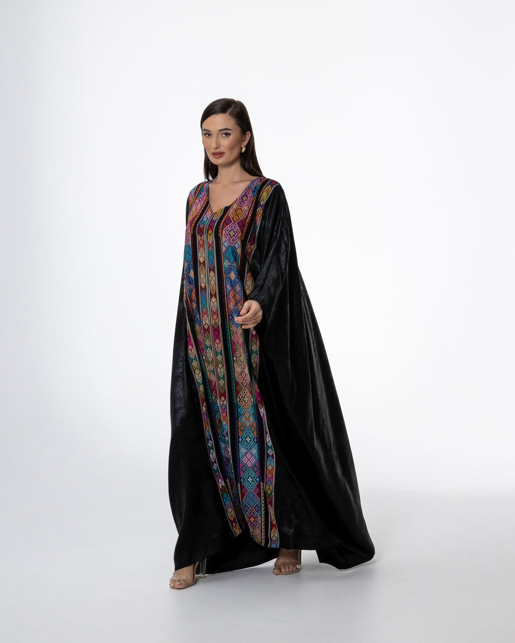 Black Kaftan with Color Embroidery