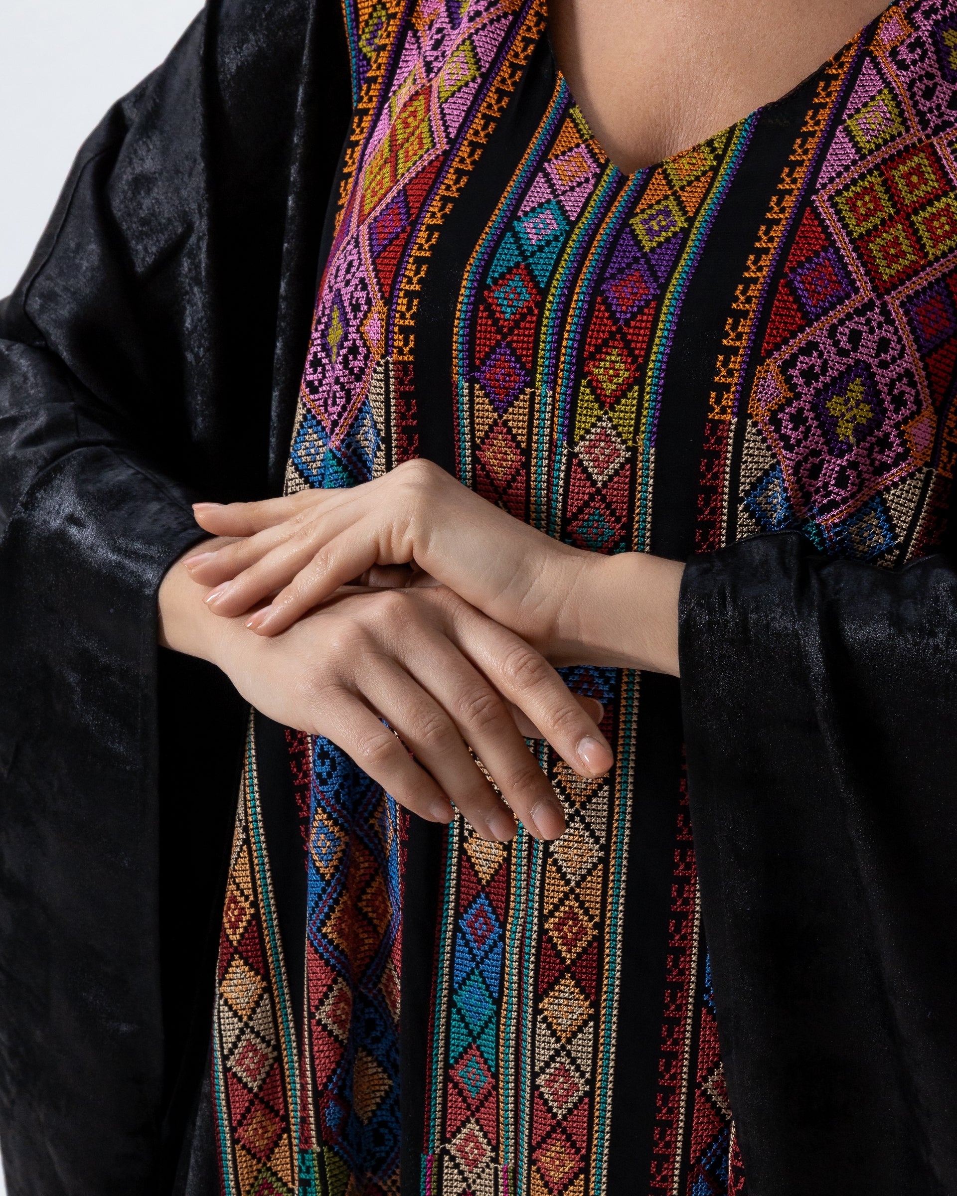 Black Kaftan with Color Embroidery
