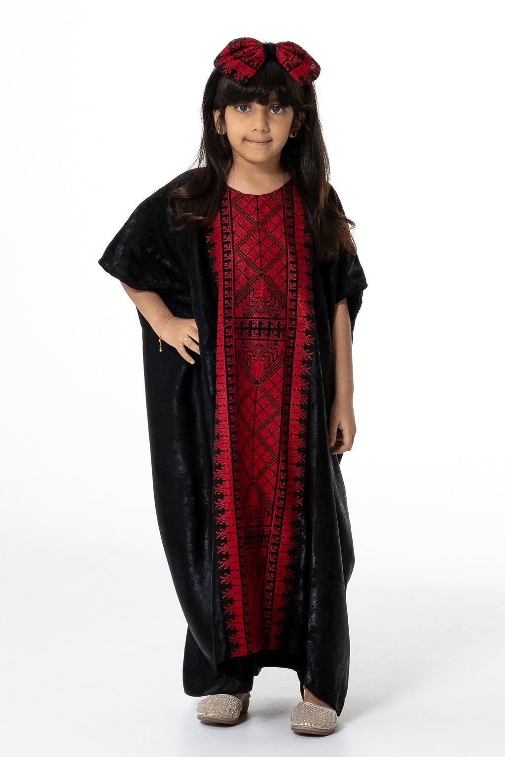 Kids Black Kaftan with Embroidery