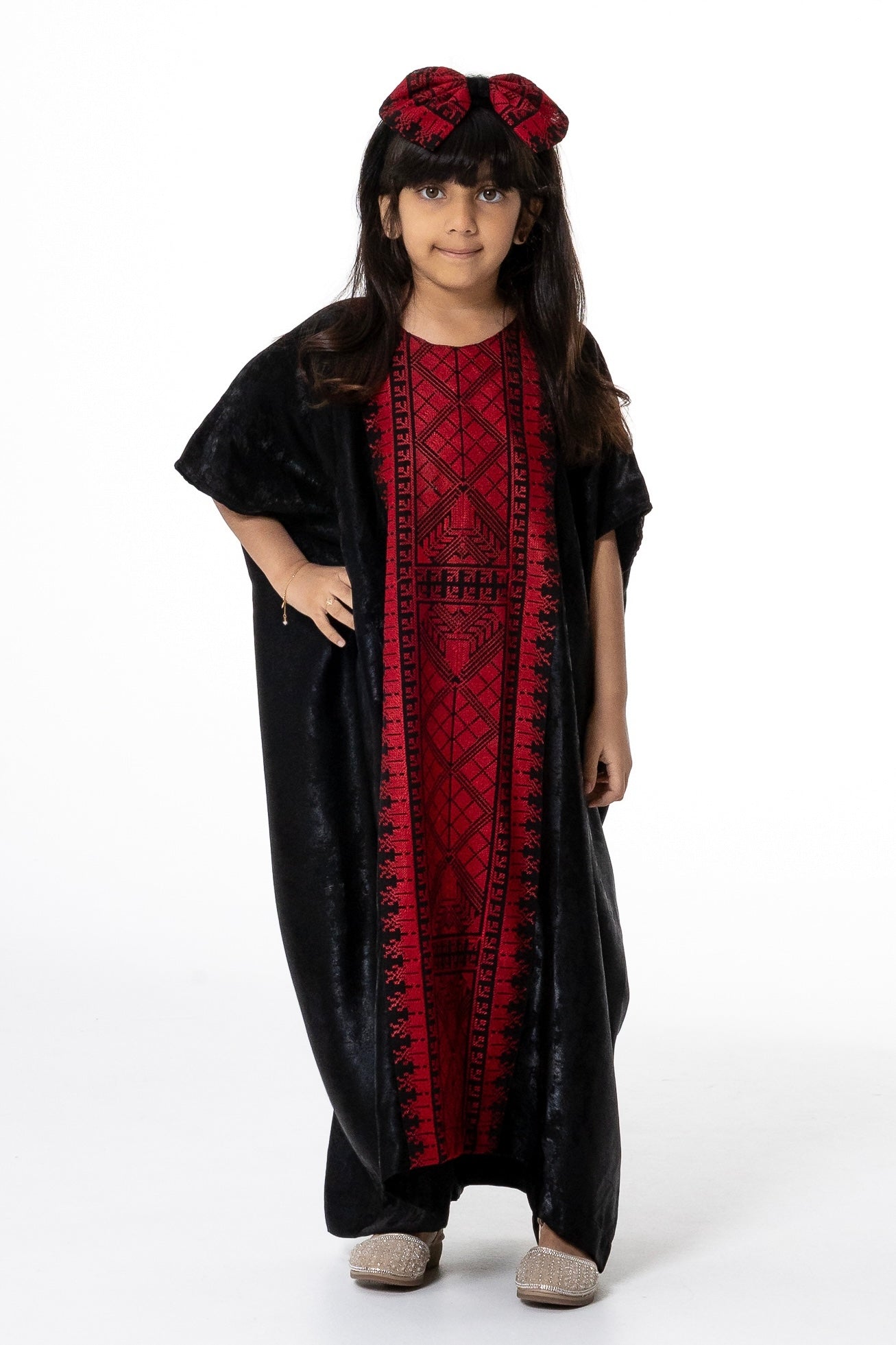 Kids Black Kaftan with Embroidery