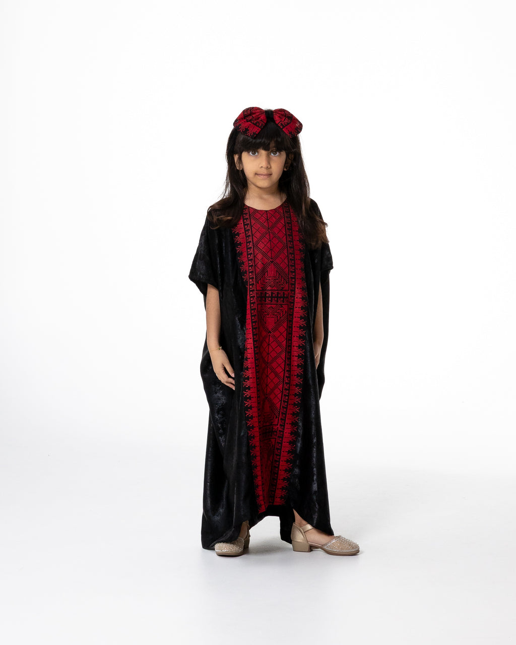 Kids Black Kaftan with Embroidery