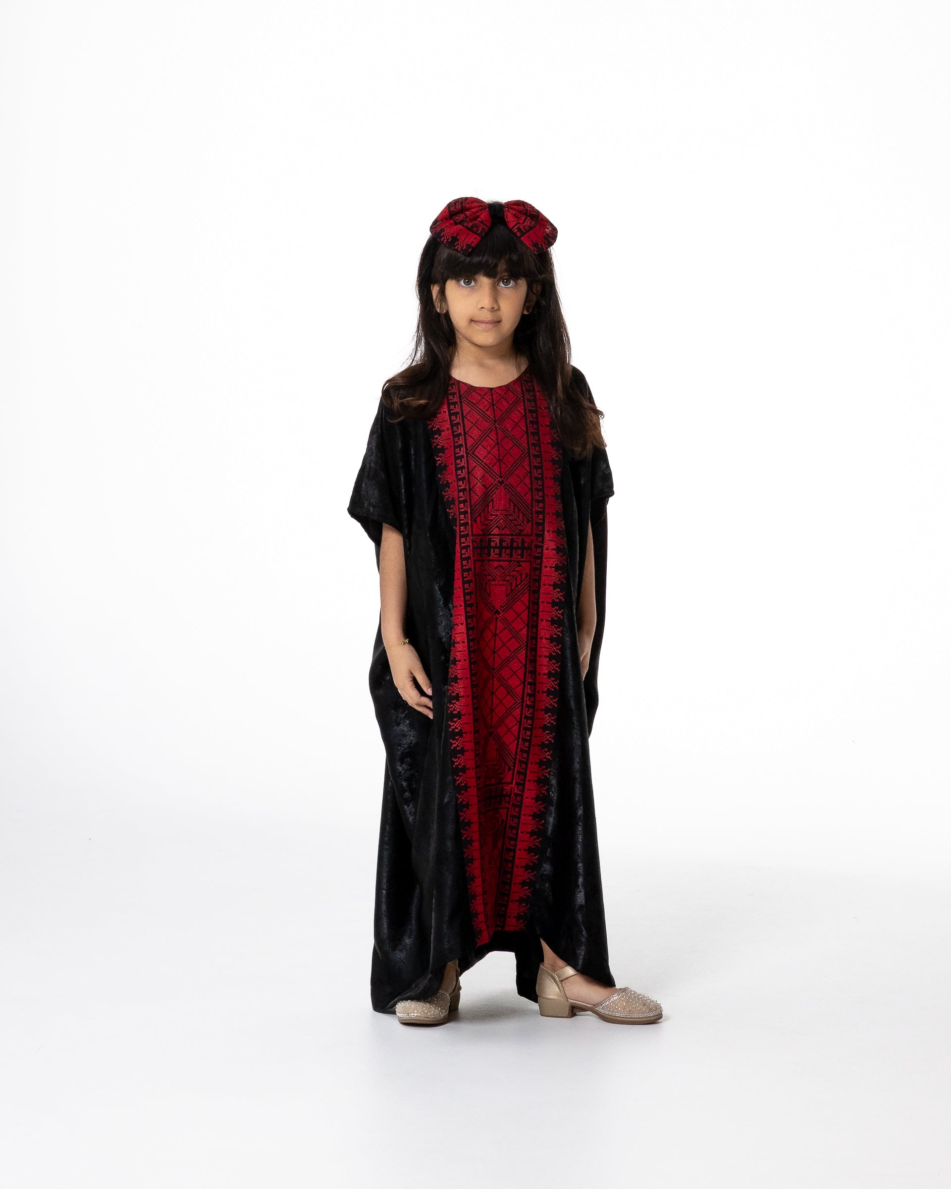 Kids Black Kaftan with Embroidery