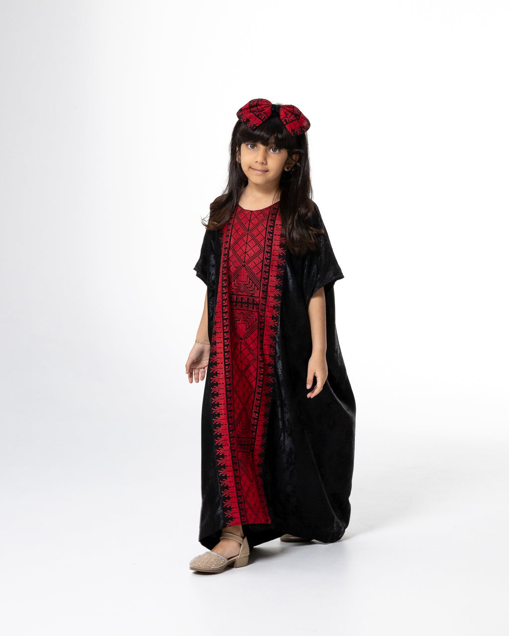 Kids Black Kaftan with Embroidery
