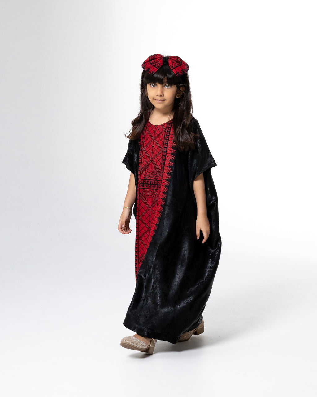 Kids Black Kaftan with Embroidery