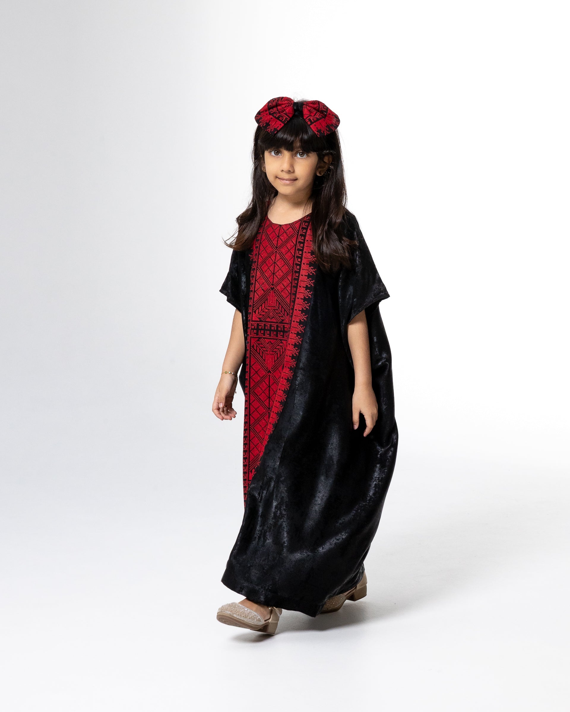 Kids Black Kaftan with Embroidery