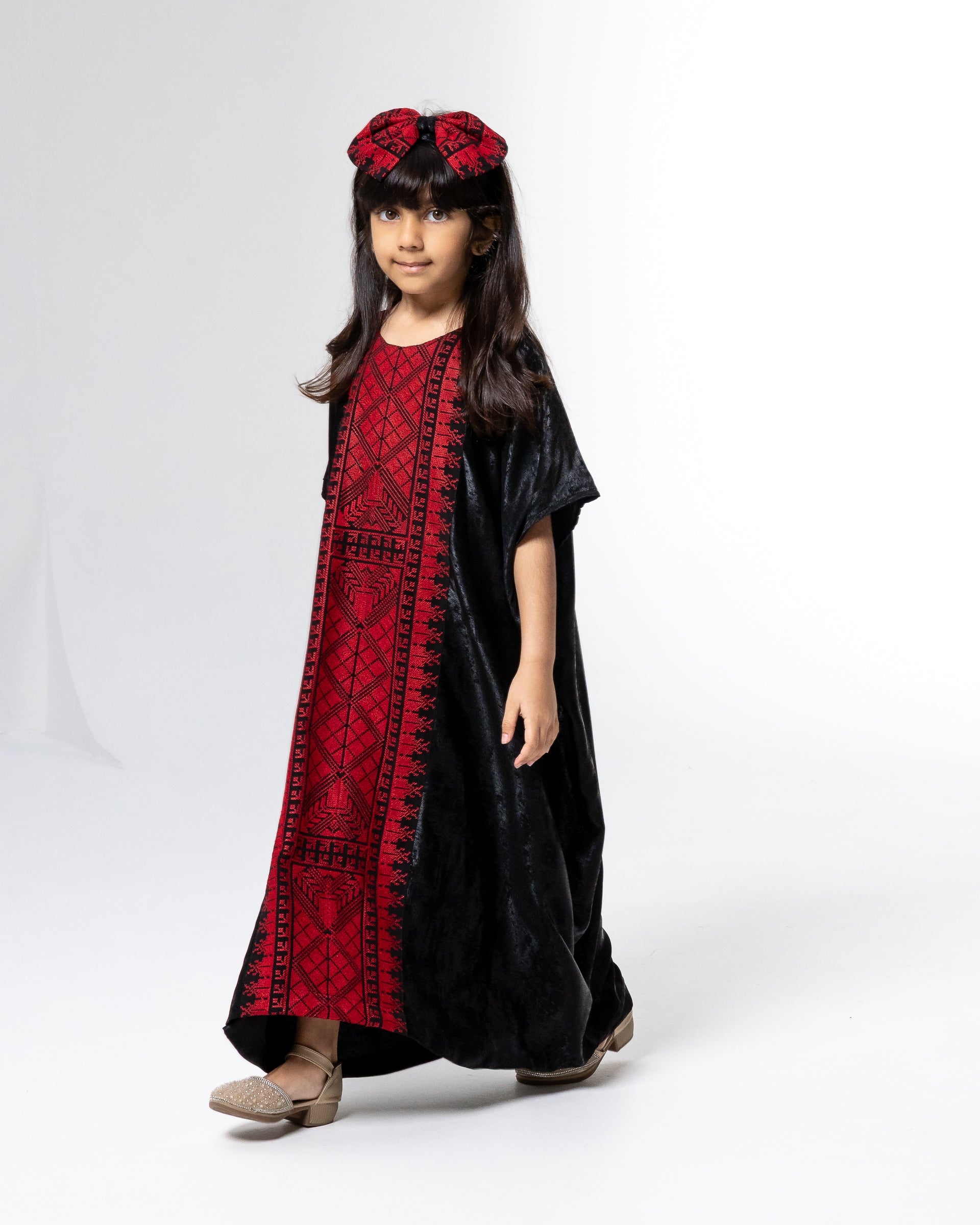 Kids Black Kaftan with Embroidery