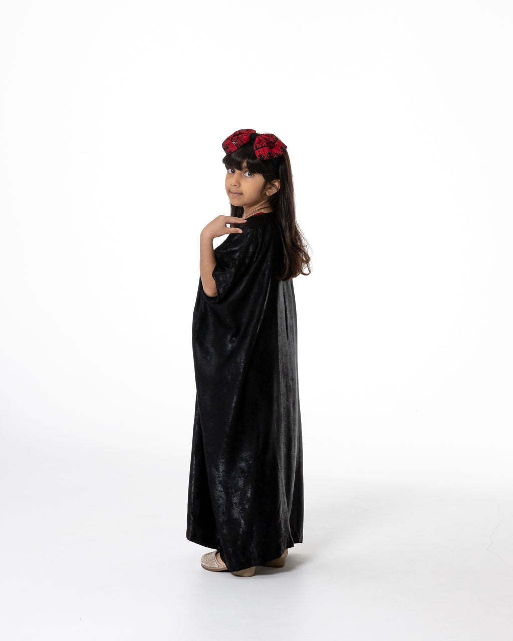 Kids Black Kaftan with Embroidery