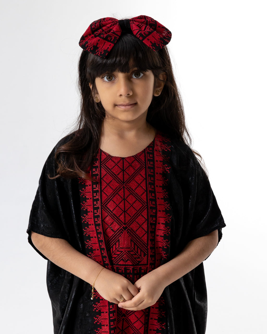 Kids Black Kaftan with Embroidery