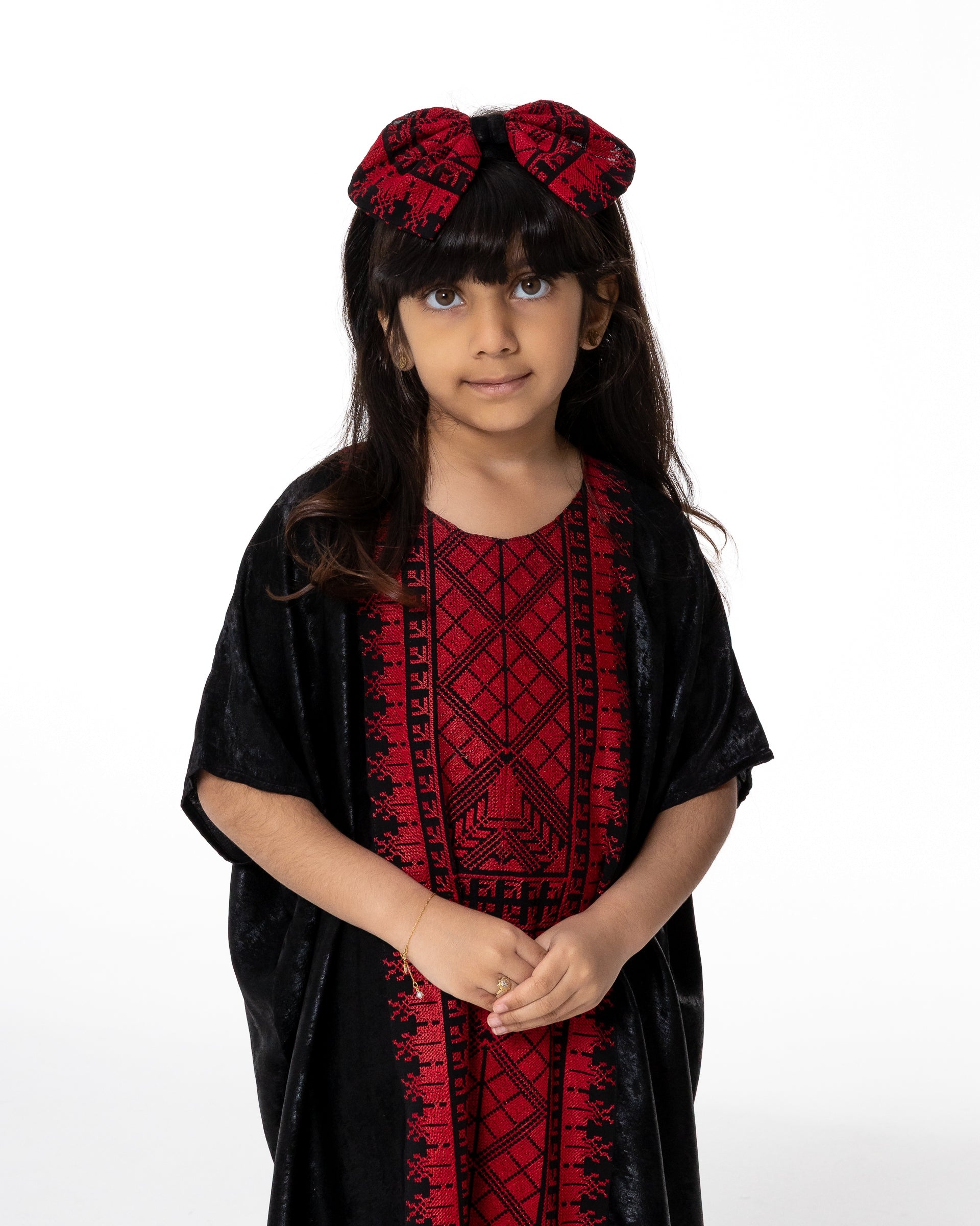 Kids Black Kaftan with Embroidery