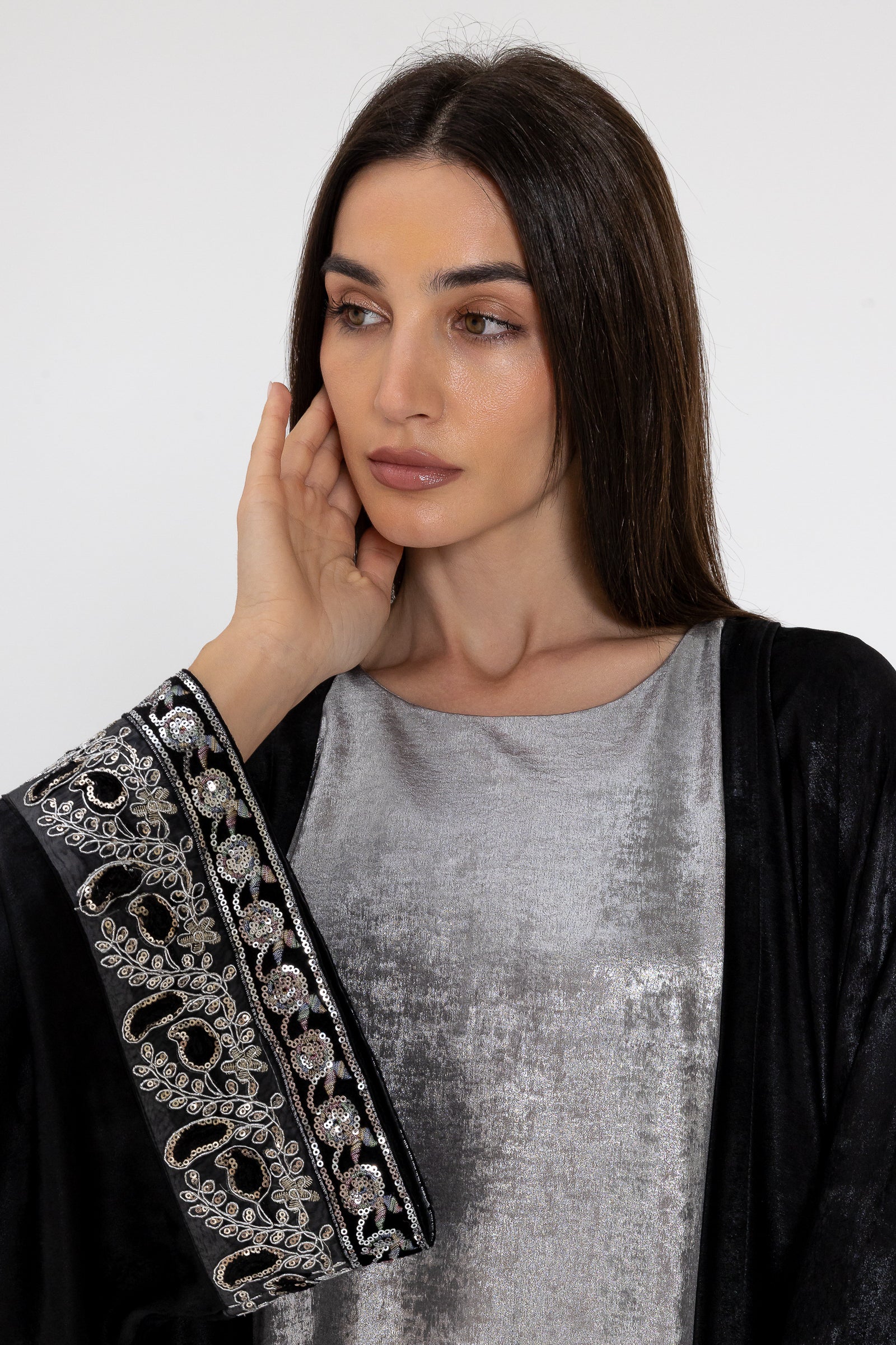 Embroidered Two-Piece Abaya Set