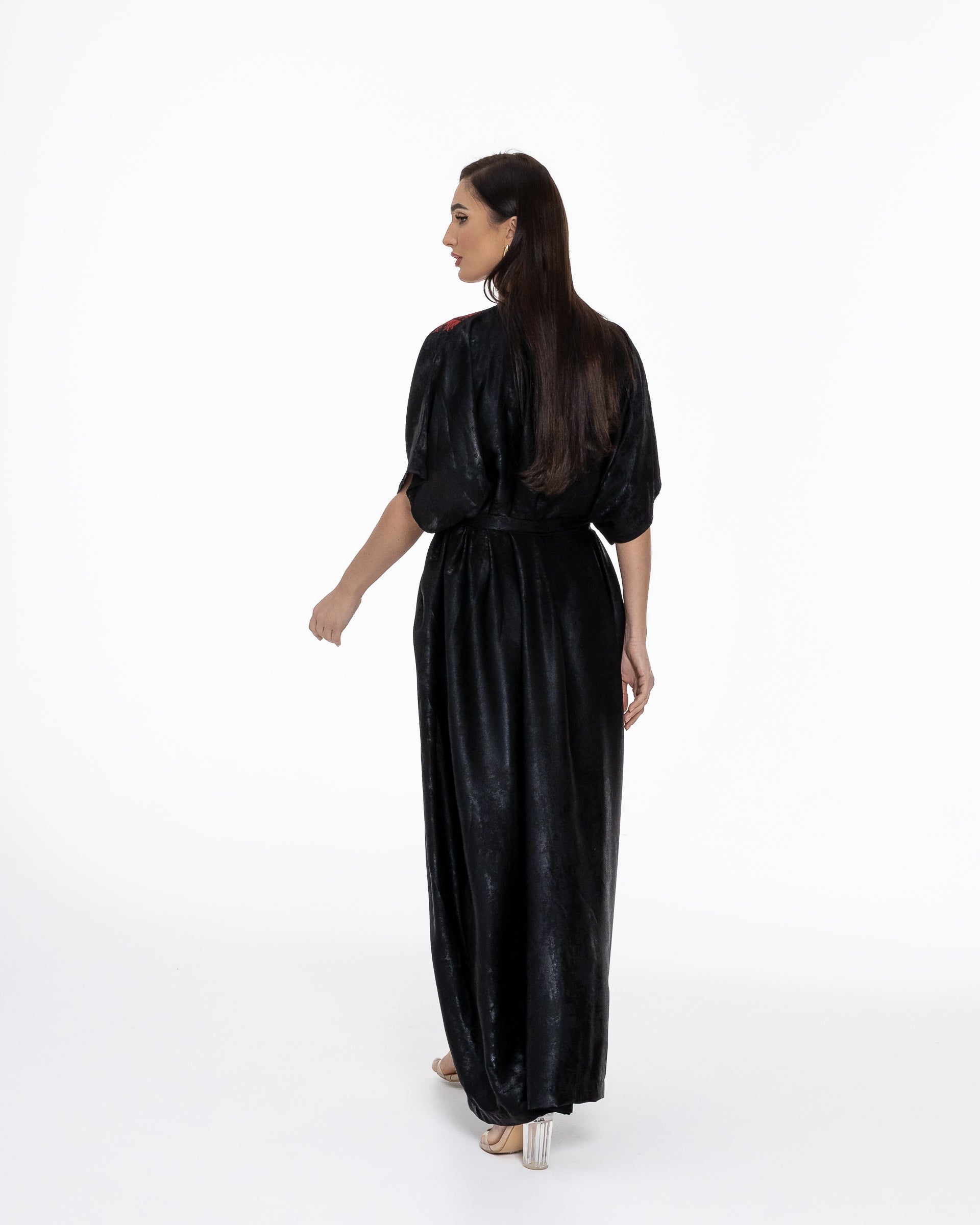 Black Kaftan with Embroidery Details