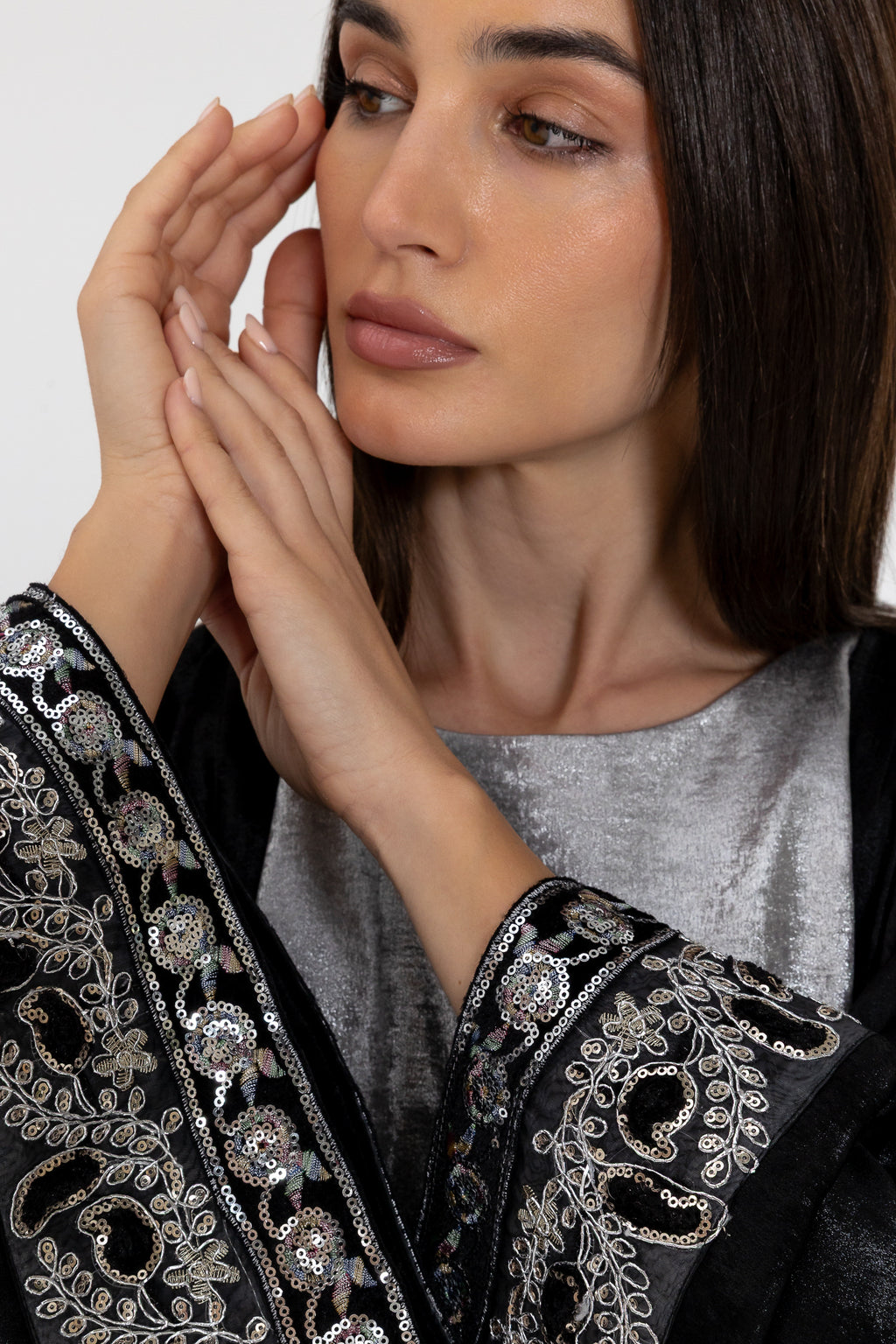 Embroidered Two-Piece Abaya Set