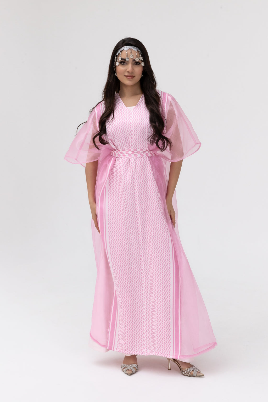 Pink Kaftan with Keffiyeh Print