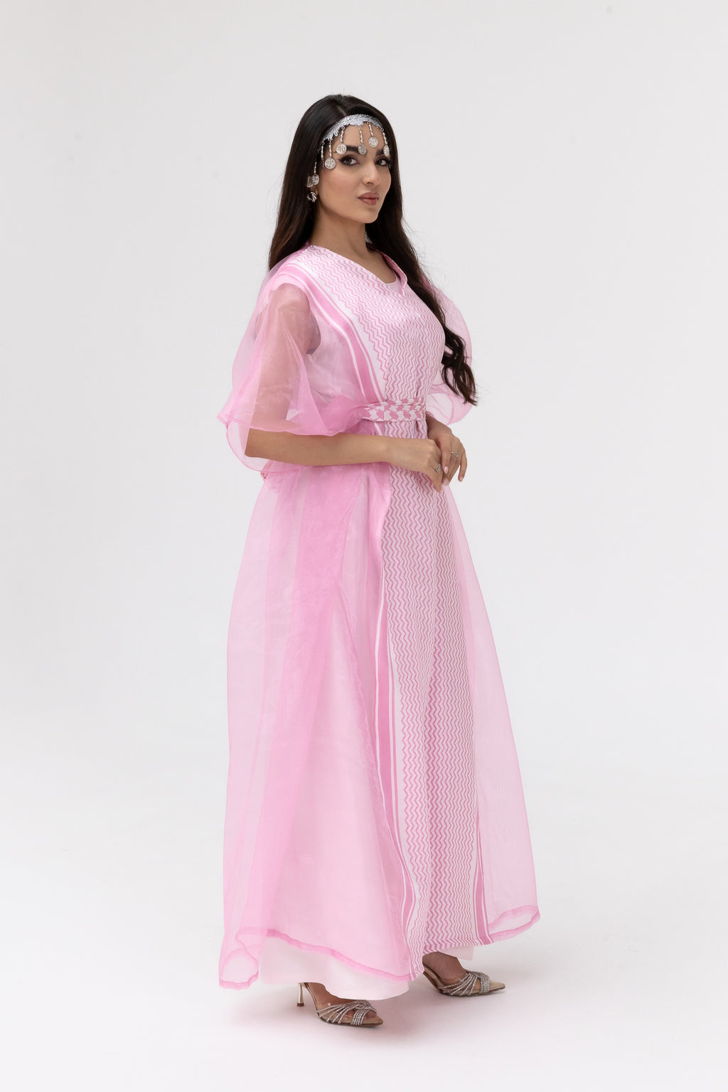 Pink Kaftan with Keffiyeh Print