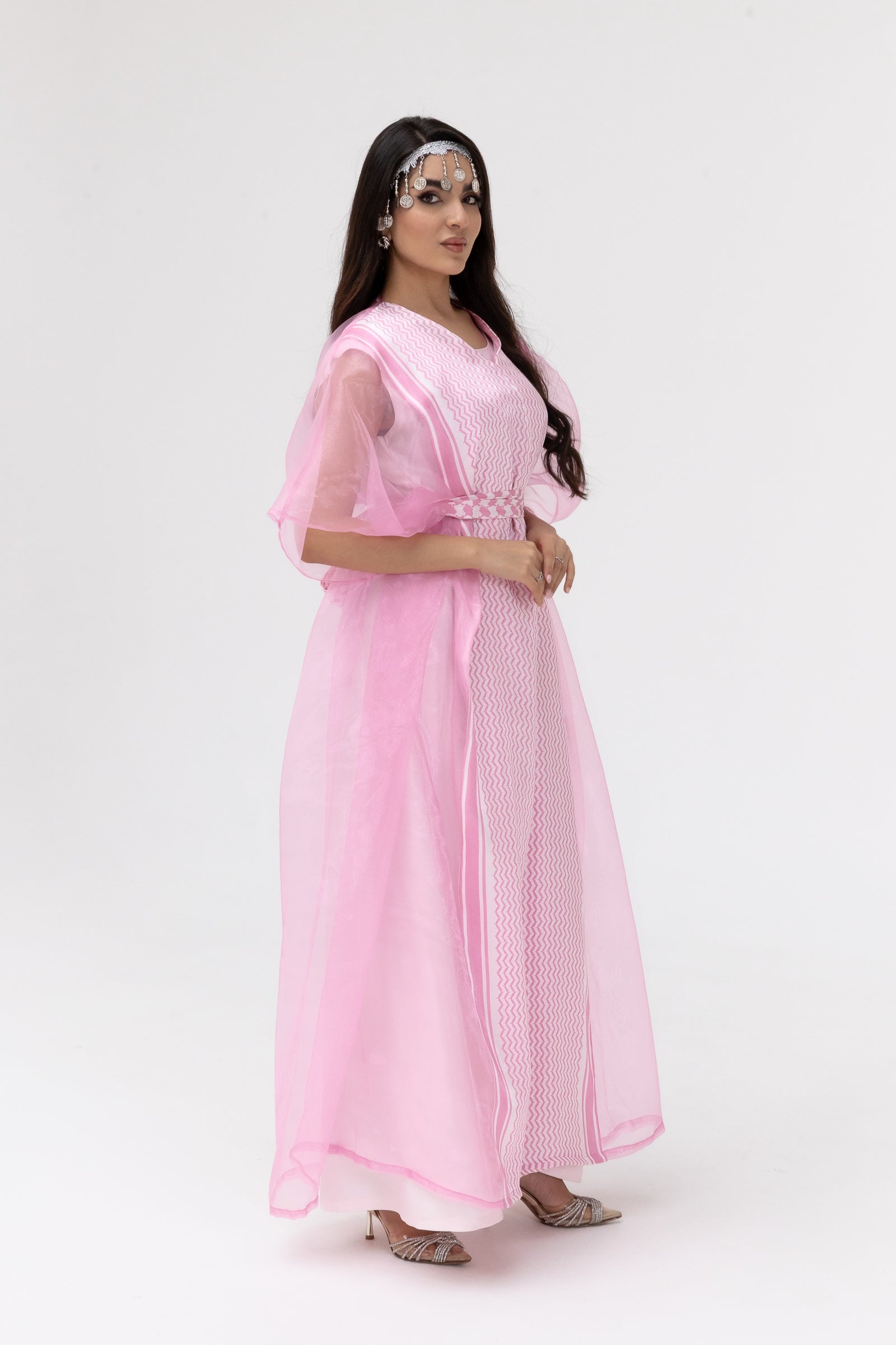 Pink Kaftan with Keffiyeh Print
