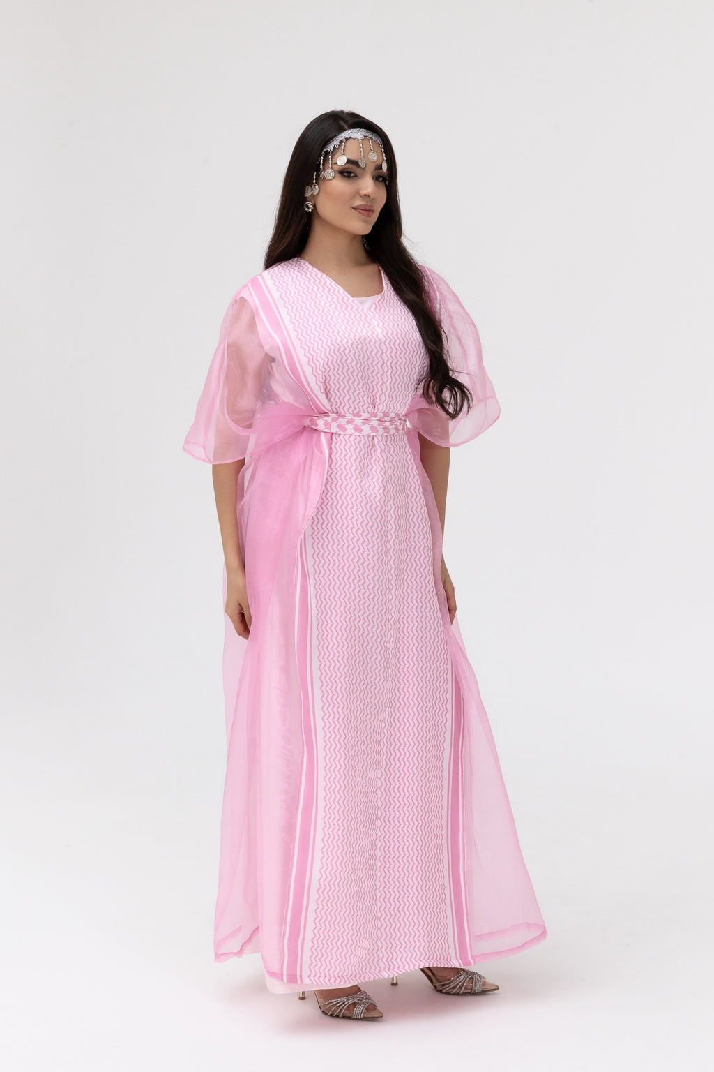 Pink Kaftan with Keffiyeh Print