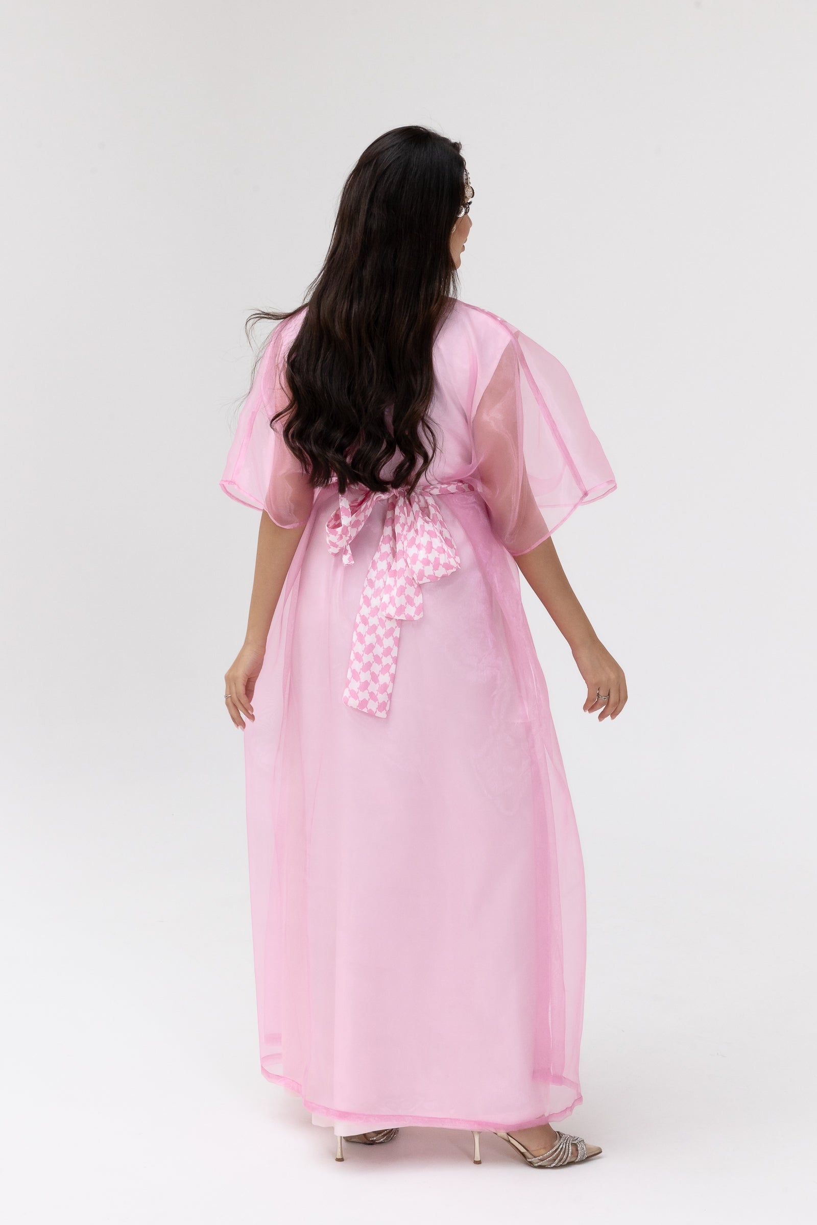 Pink Kaftan with Keffiyeh Print