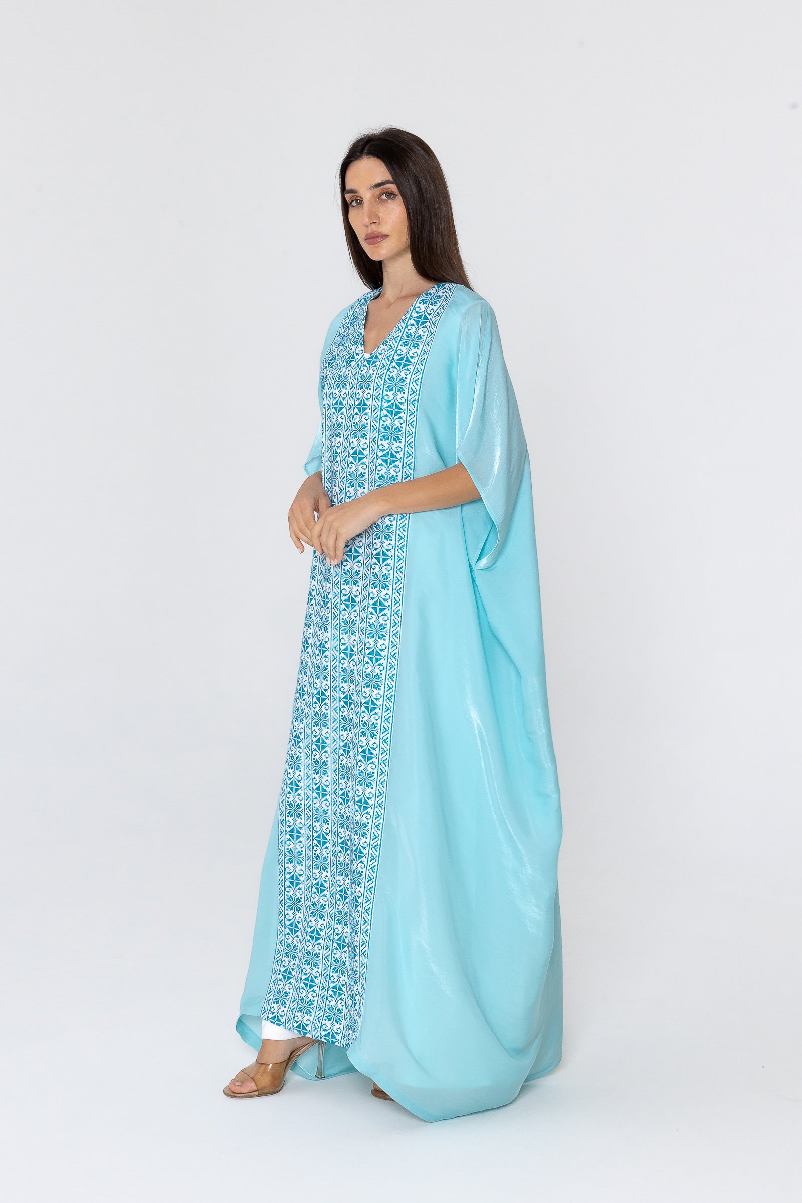 Blue Embroidered Kaftan