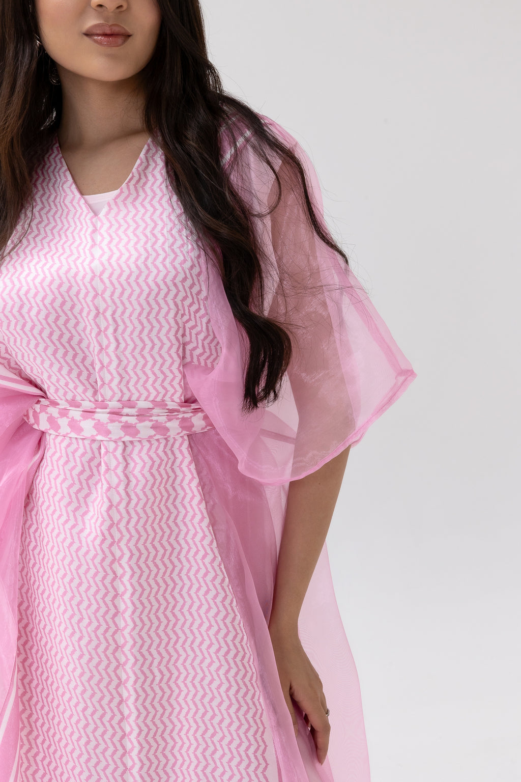 Pink Kaftan with Keffiyeh Print