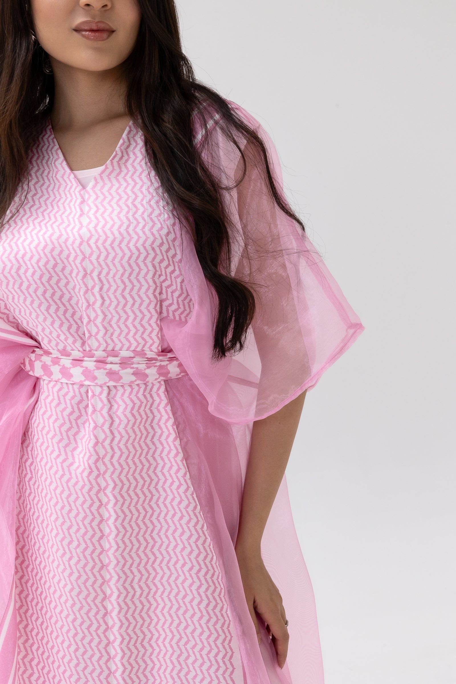 Pink Kaftan with Keffiyeh Print