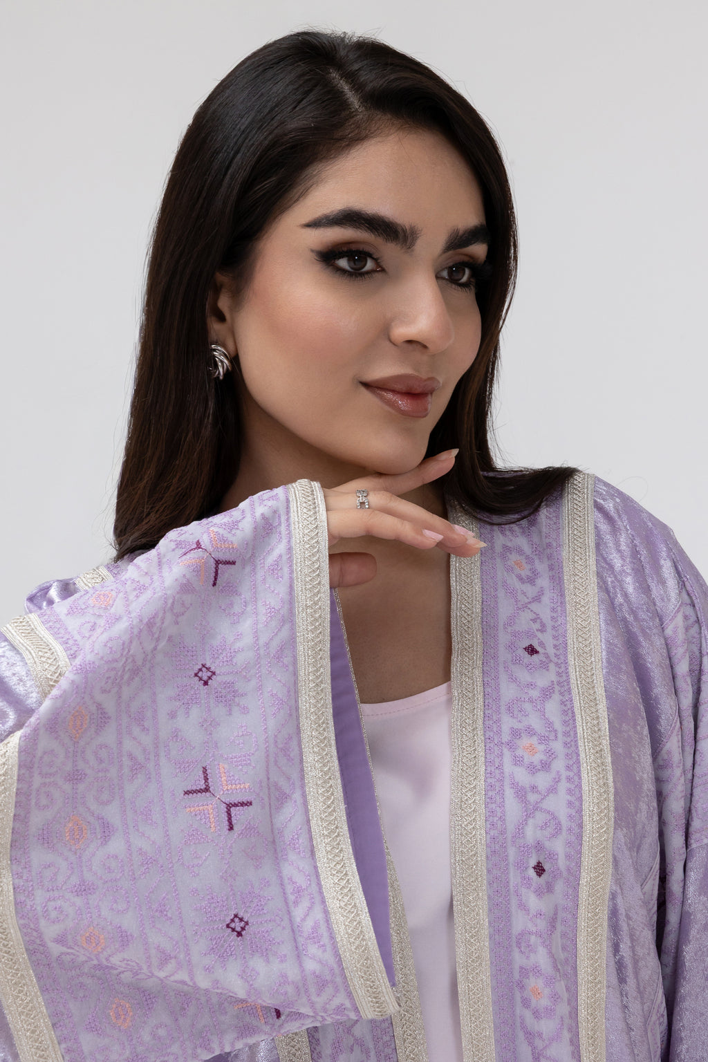 Lilac Embroidered Abaya