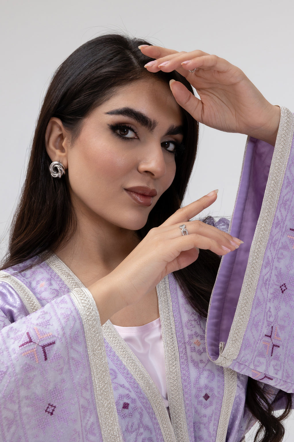 Lilac Embroidered Abaya