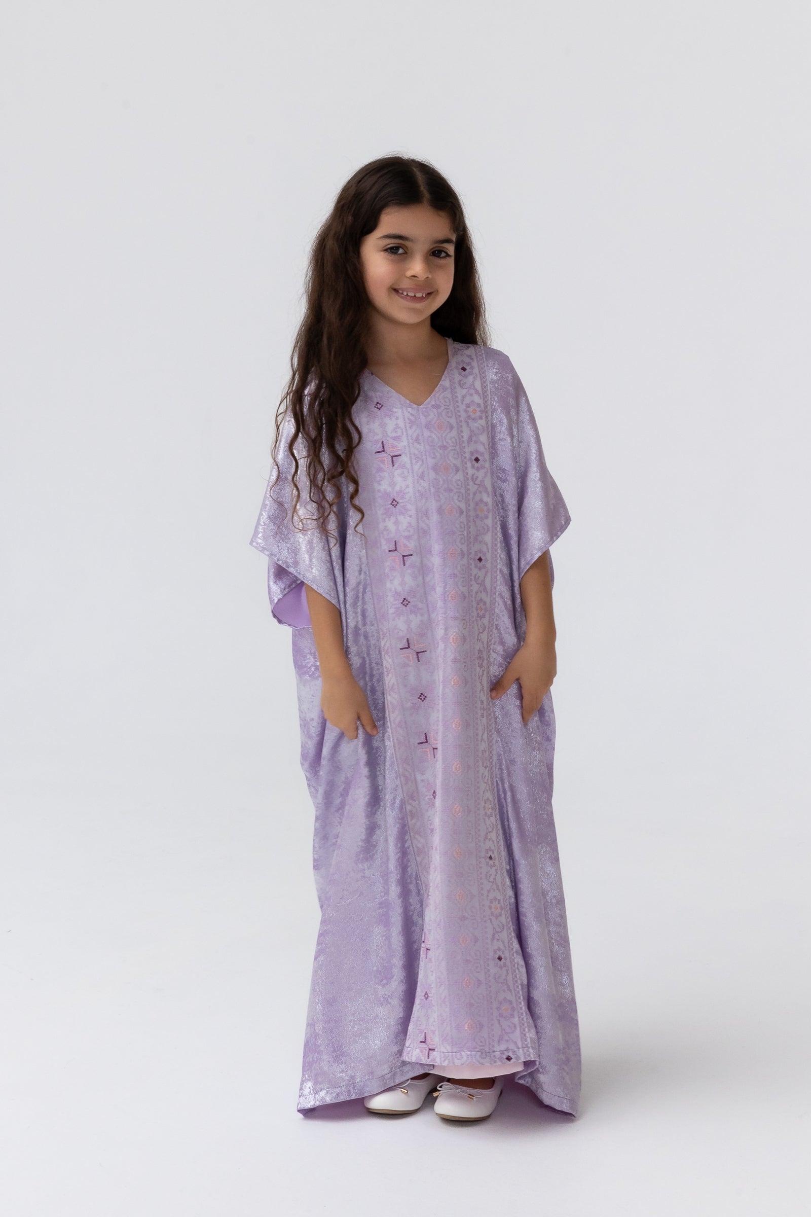 Kids Lilac Embroidered Kaftan